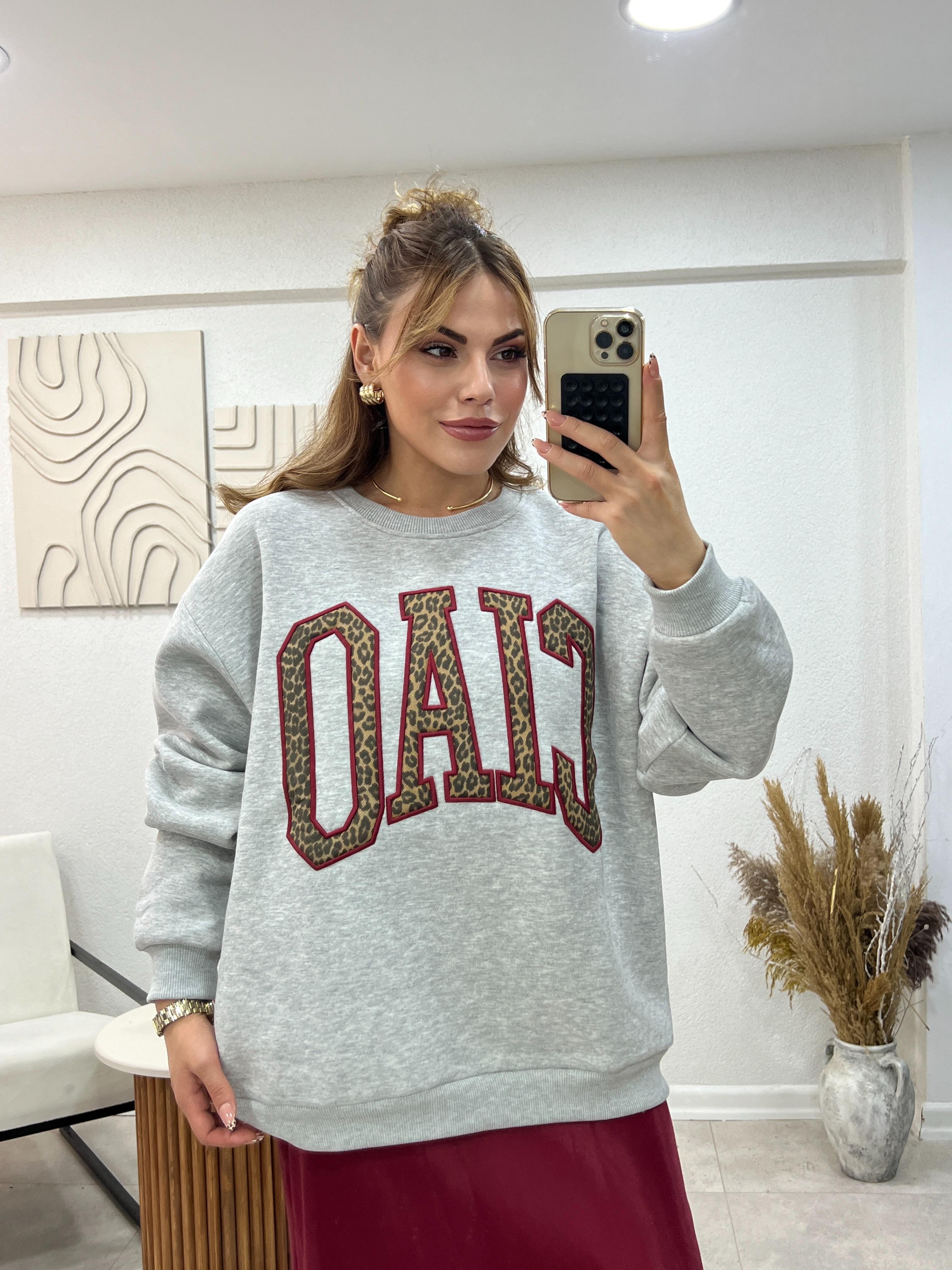 CIAO YAZI İŞLEMELİ LEO SWEAT