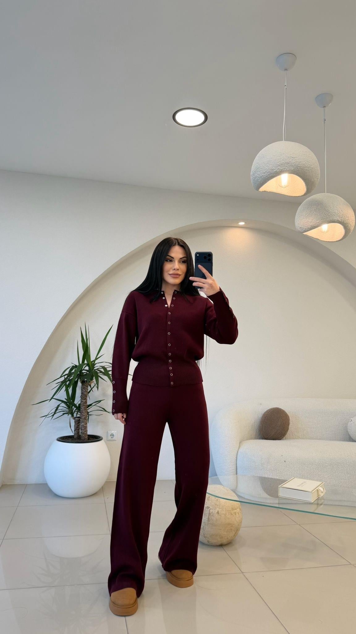 ÇITÇIT DETAYLI TRİKO TAKIM BORDO