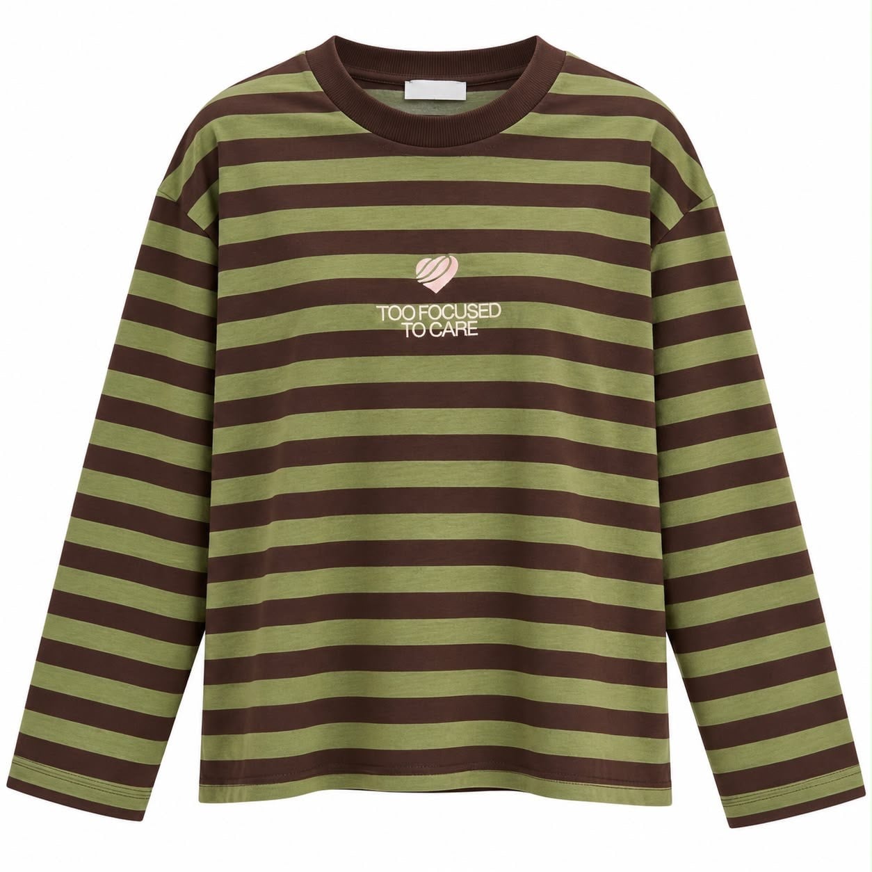 Çizgili Basic Sweatshırt Kahveli