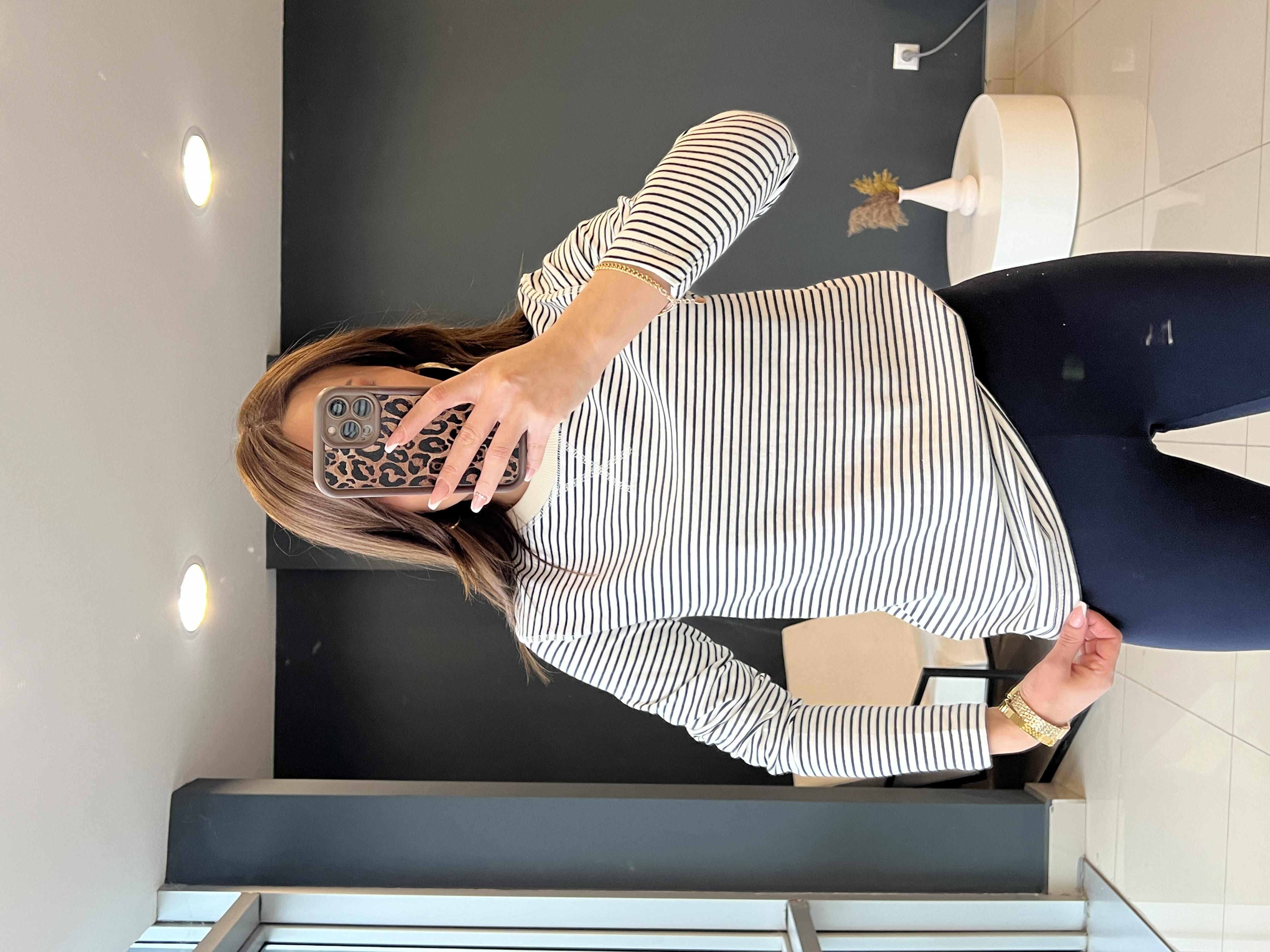 ÇİZGİLİ LACİVERT PAMUK BASİC