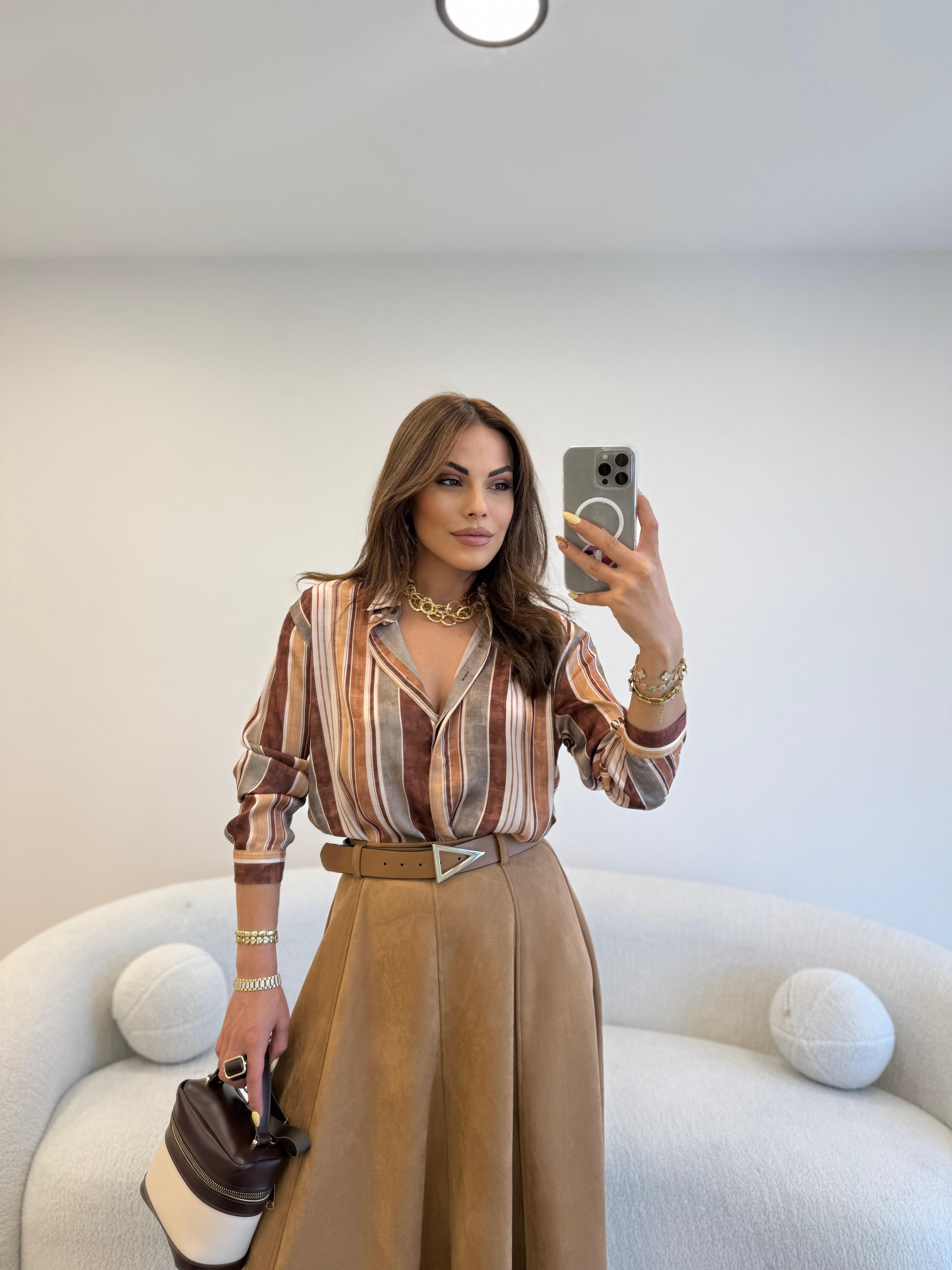 ÇİZGİLİ SATEN GÖMLEK