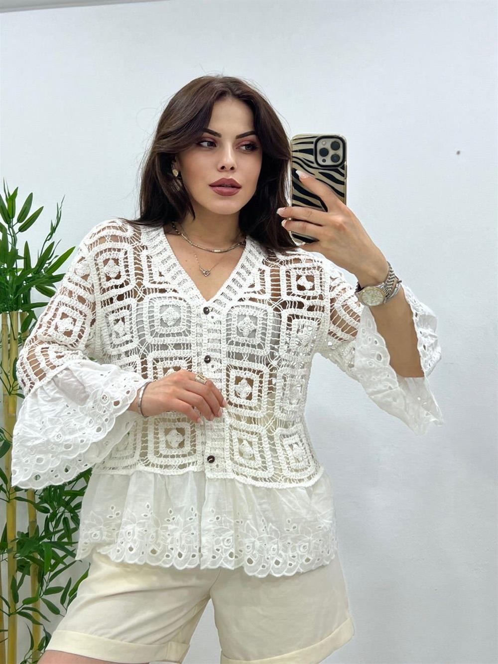 DANTELLİ TASARIM GÖMLEK BLUZ