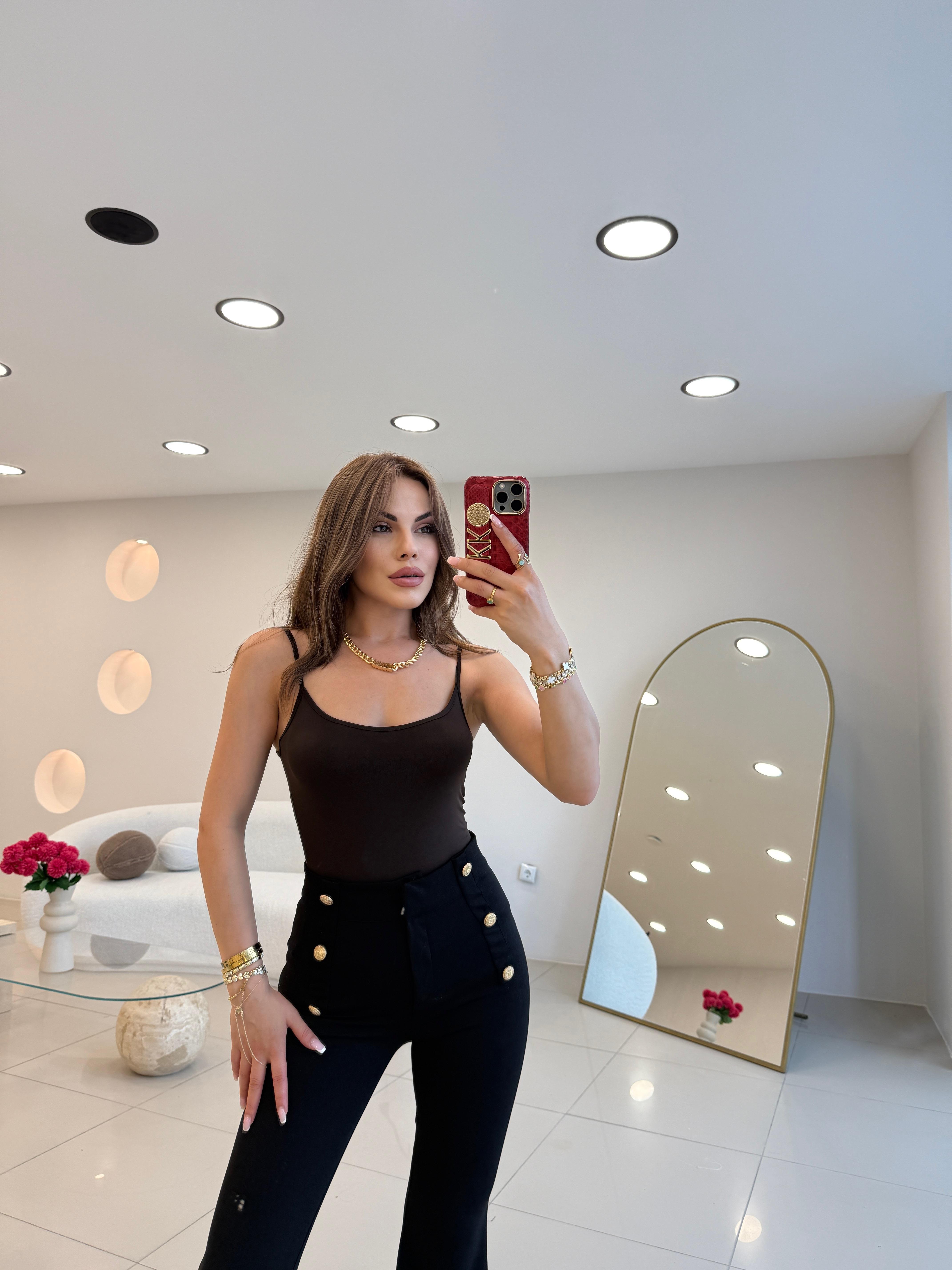 DİLVİN İNCE İP ASKILI  ATLET KAHVE