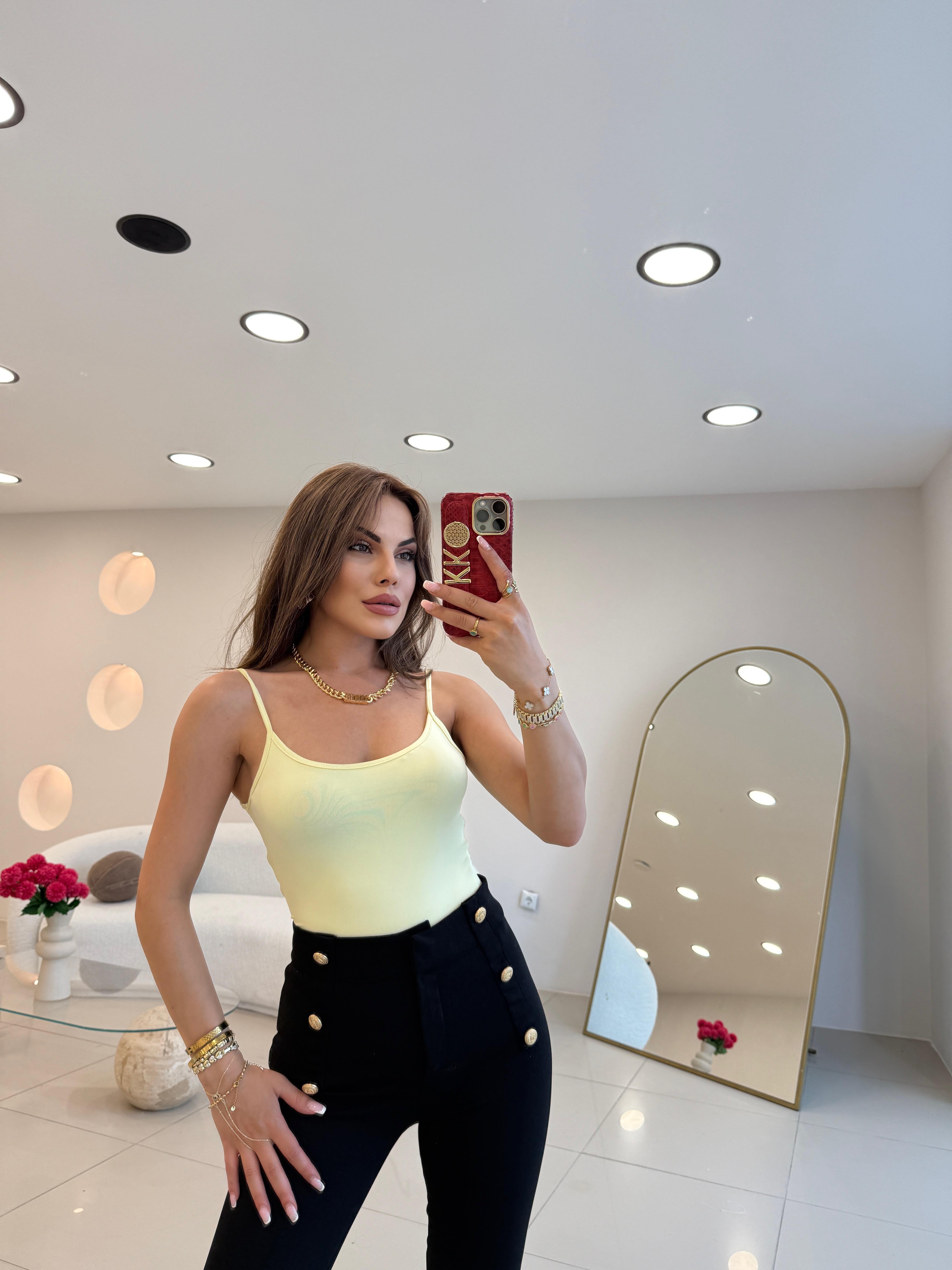 DİLVİN İNCE İP ASKILI  ATLET SARI