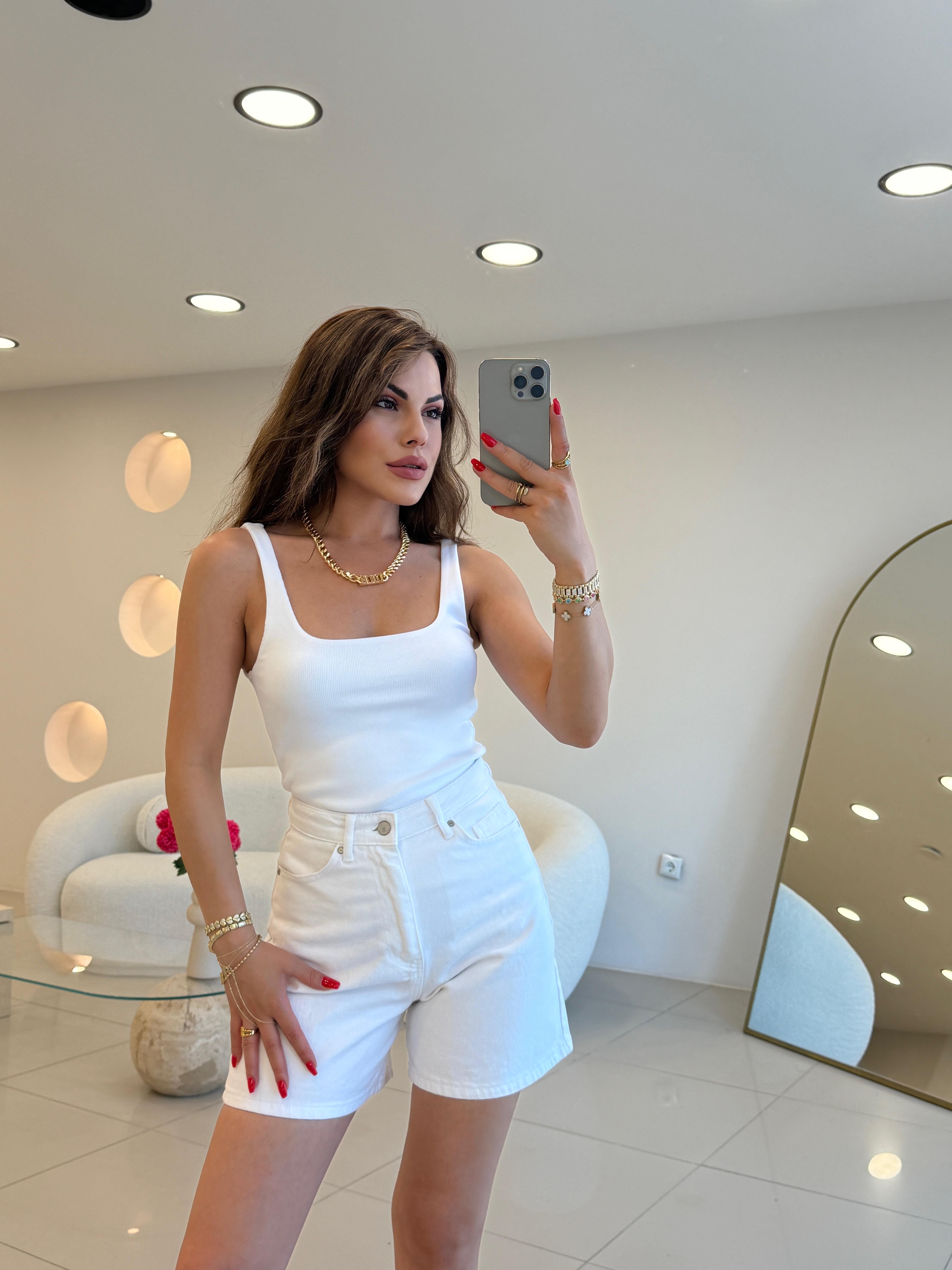 DİLVİN KALIN ASKILI FİTİLLİ ATLET BEYAZ