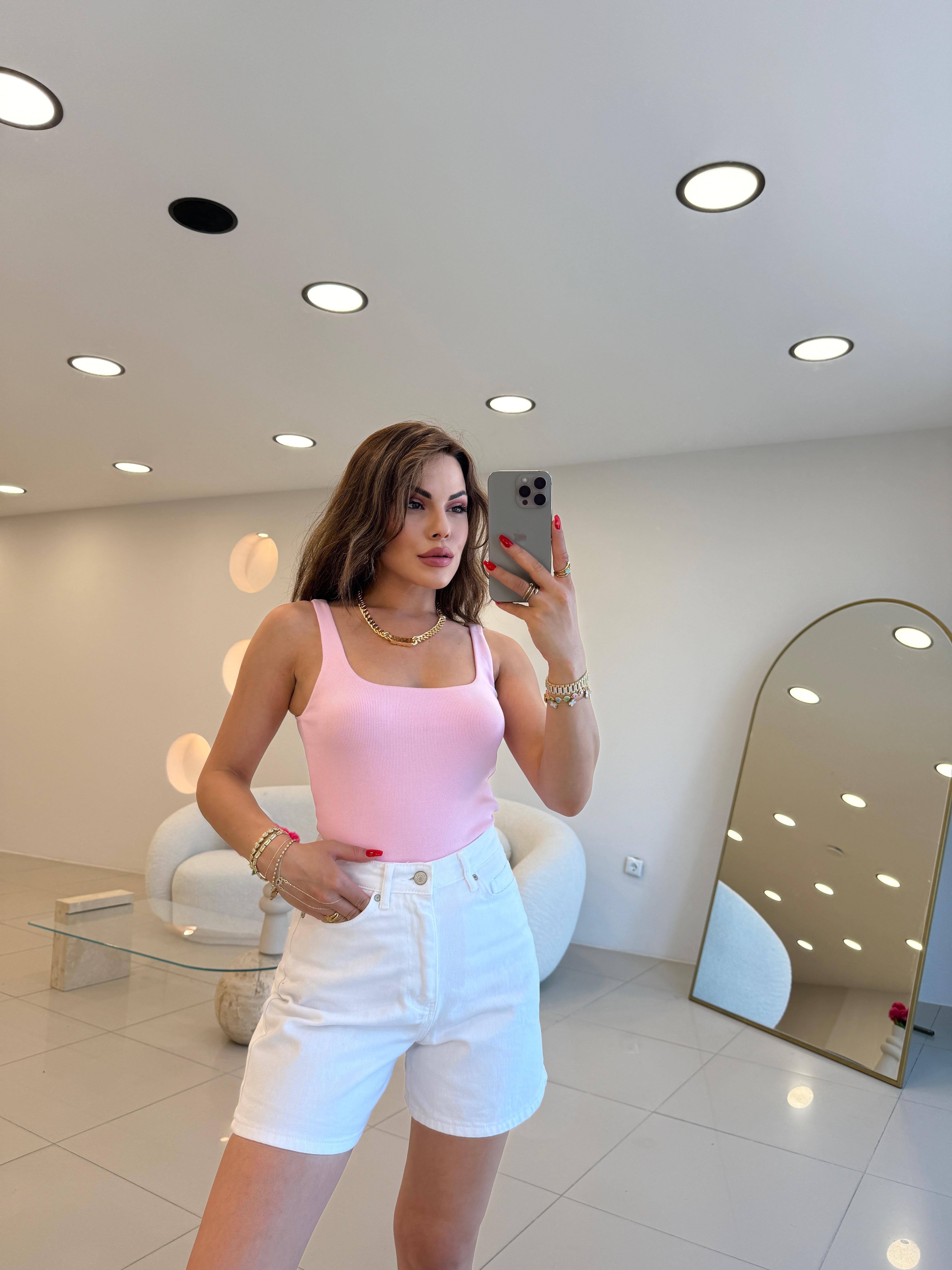 DİLVİN KALIN ASKILI FİTİLLİ ATLET PEMBE