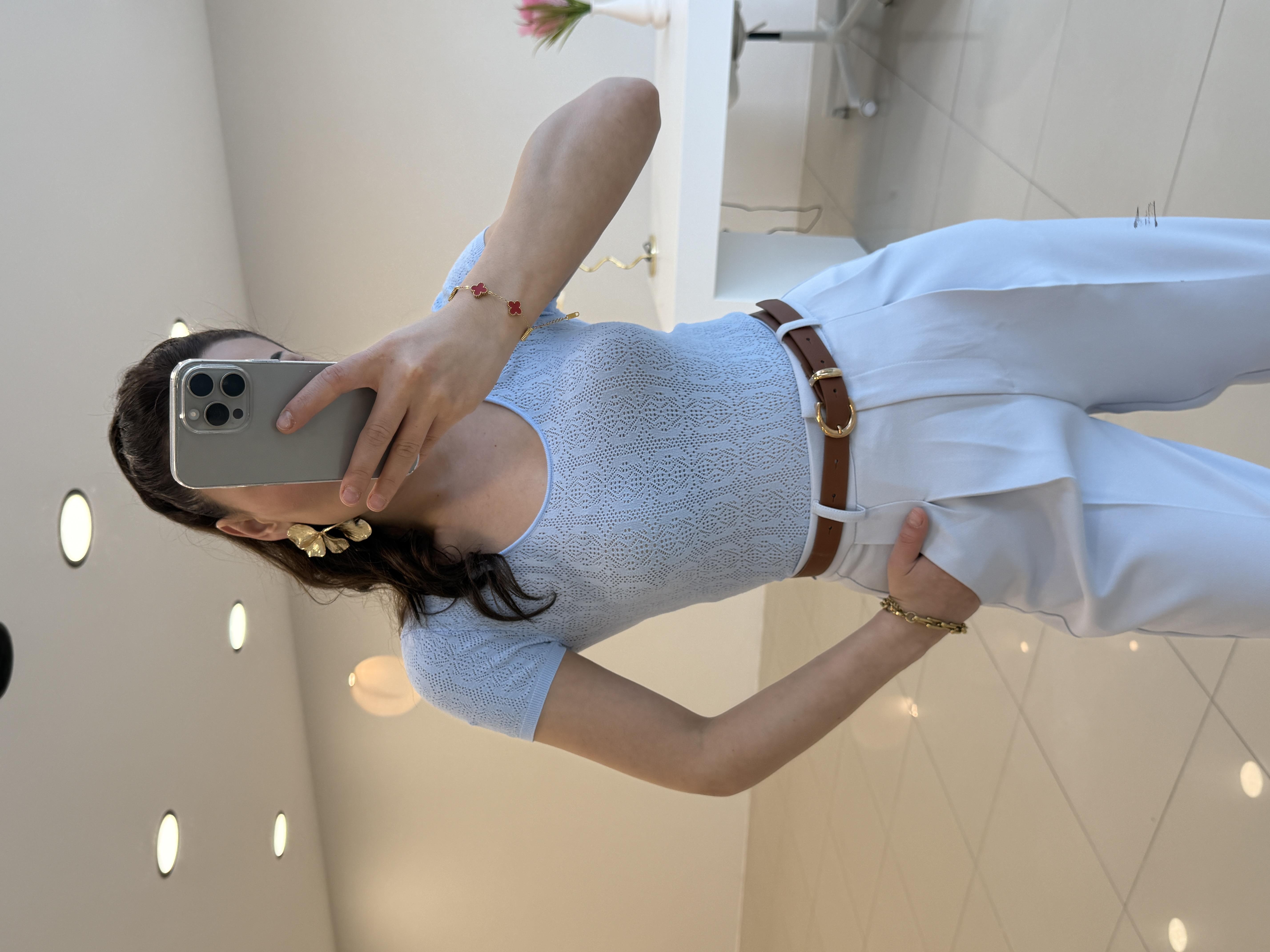 DİLVİN KISA KOL MERSERİZE  MAVİ