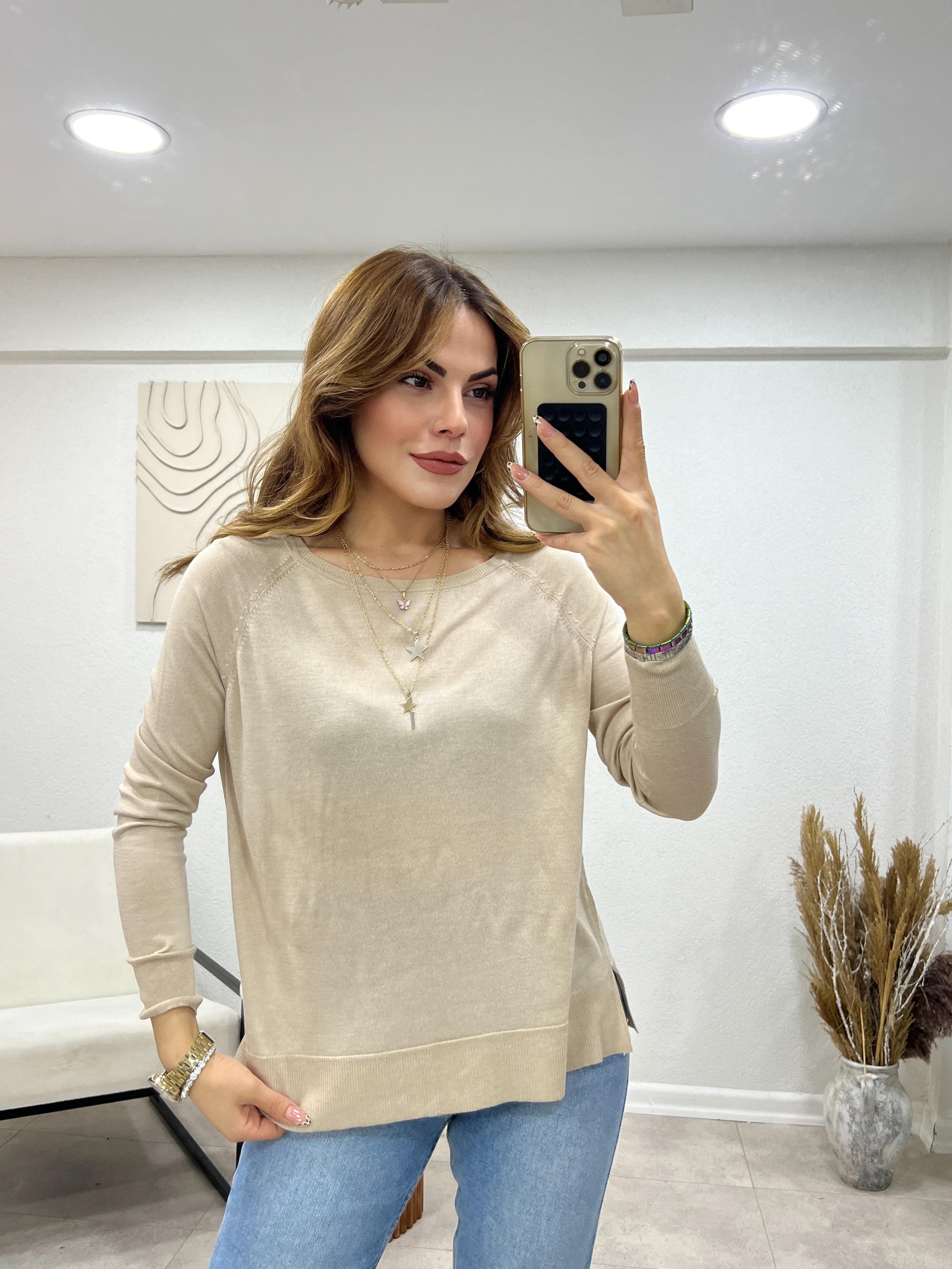 DİLVİN UZUN KOLLU İNCE TRİKO BEJ