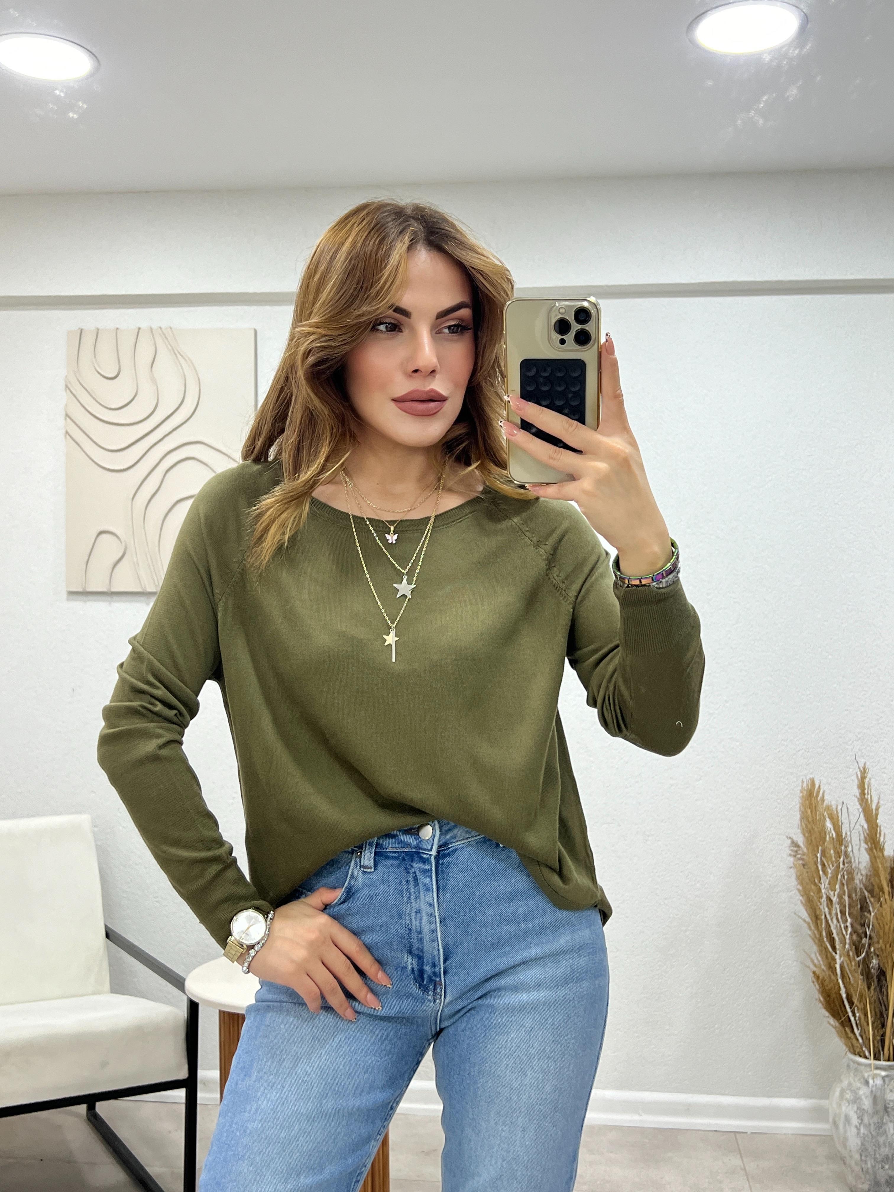 DİLVİN UZUN KOLLU İNCE TRİKO HAKİ