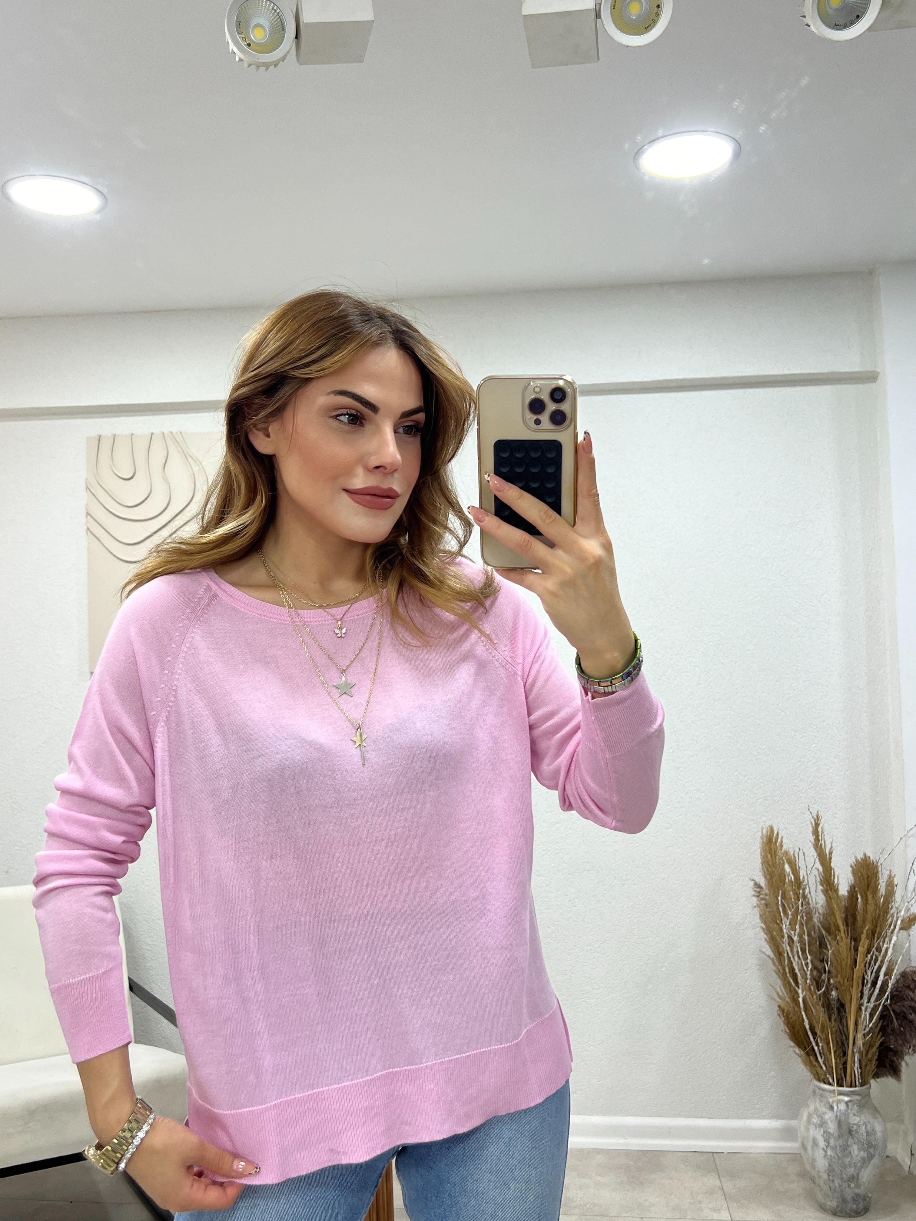 DİLVİN UZUN KOLLU İNCE TRİKO PEMBE 