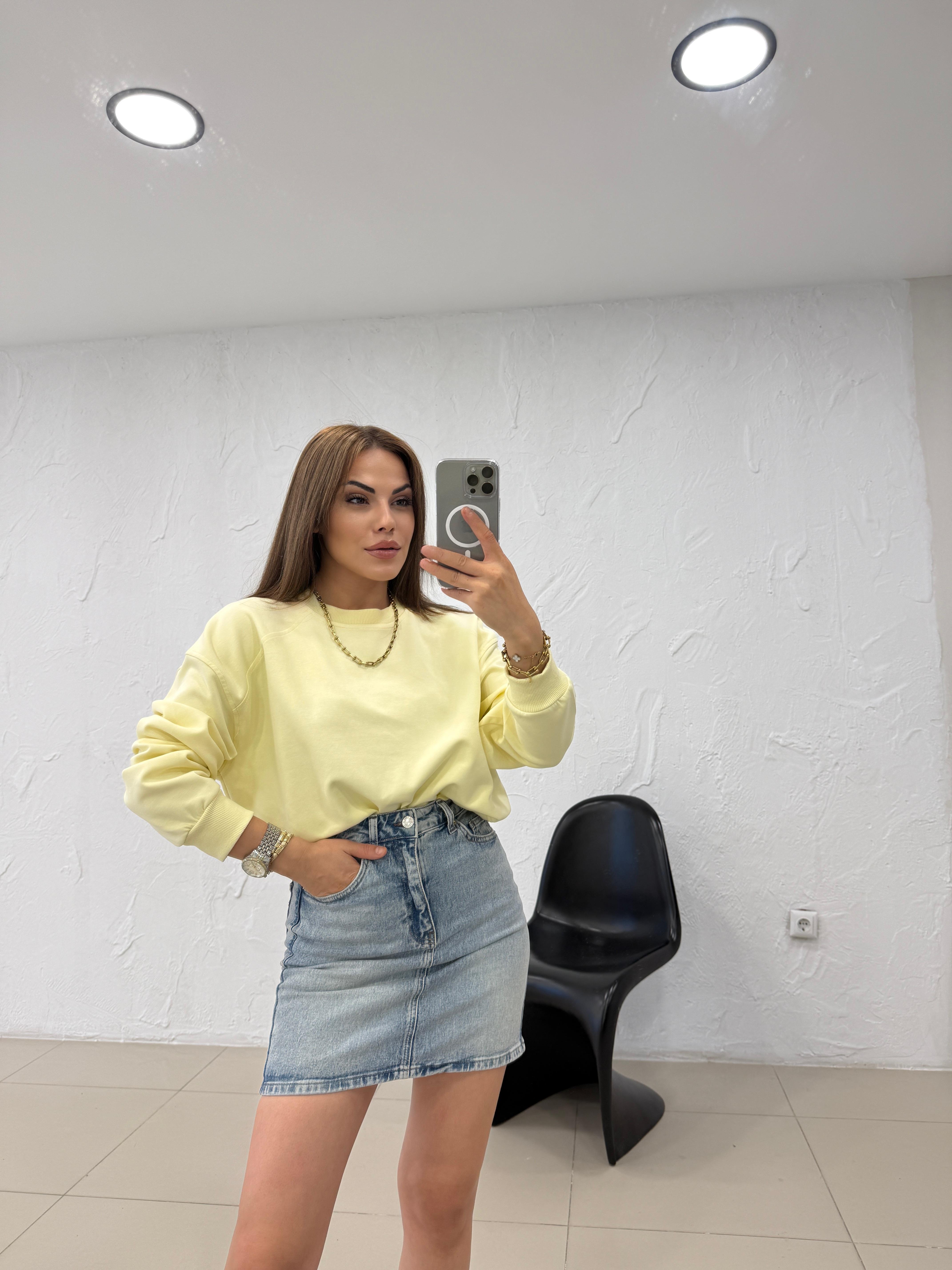 DÜZ BASİC SWEATSHIRT SARI
