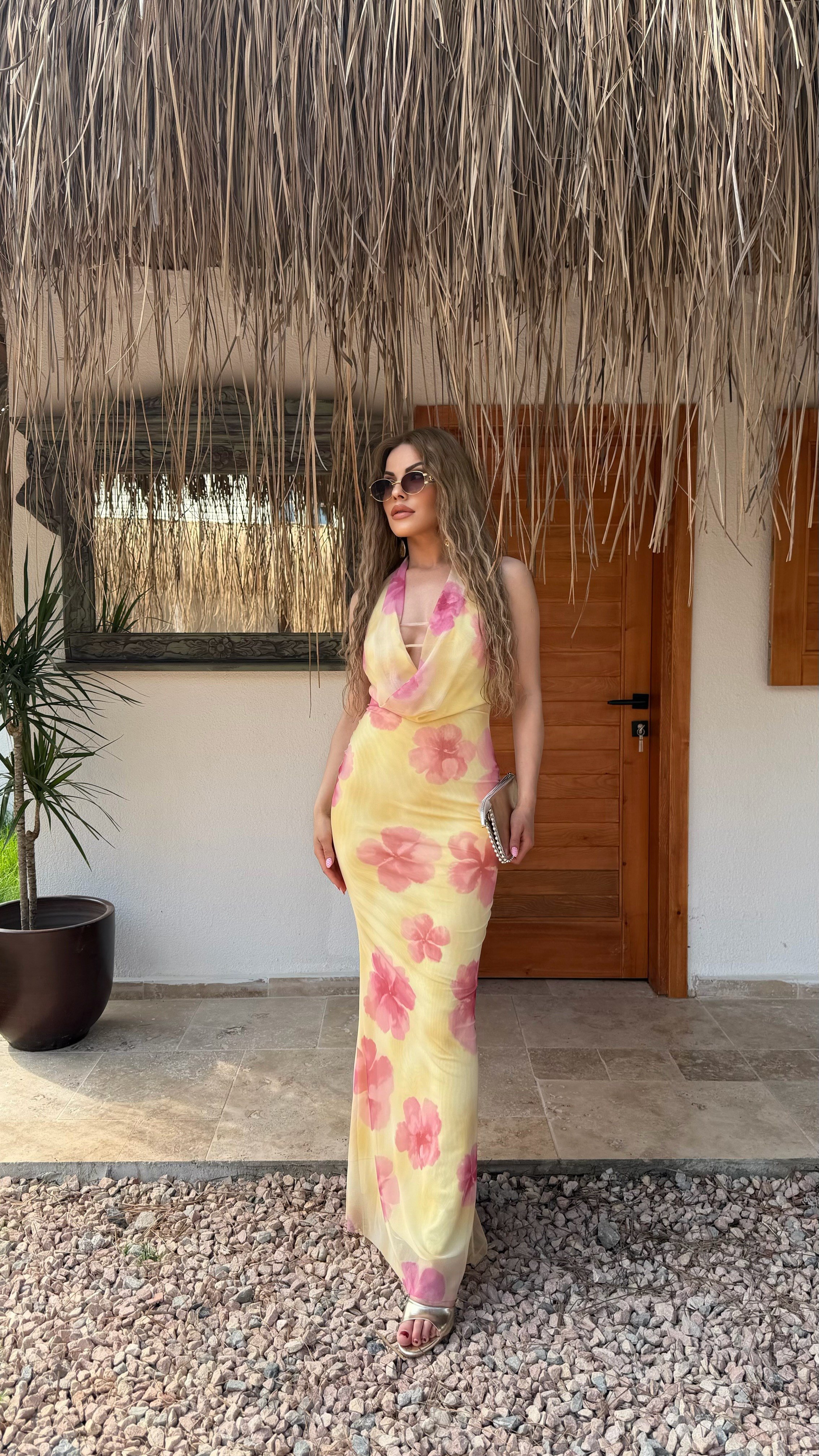 GÖĞÜS DEKOLTELİ TÜL BALIK MODEL ELBİSE 