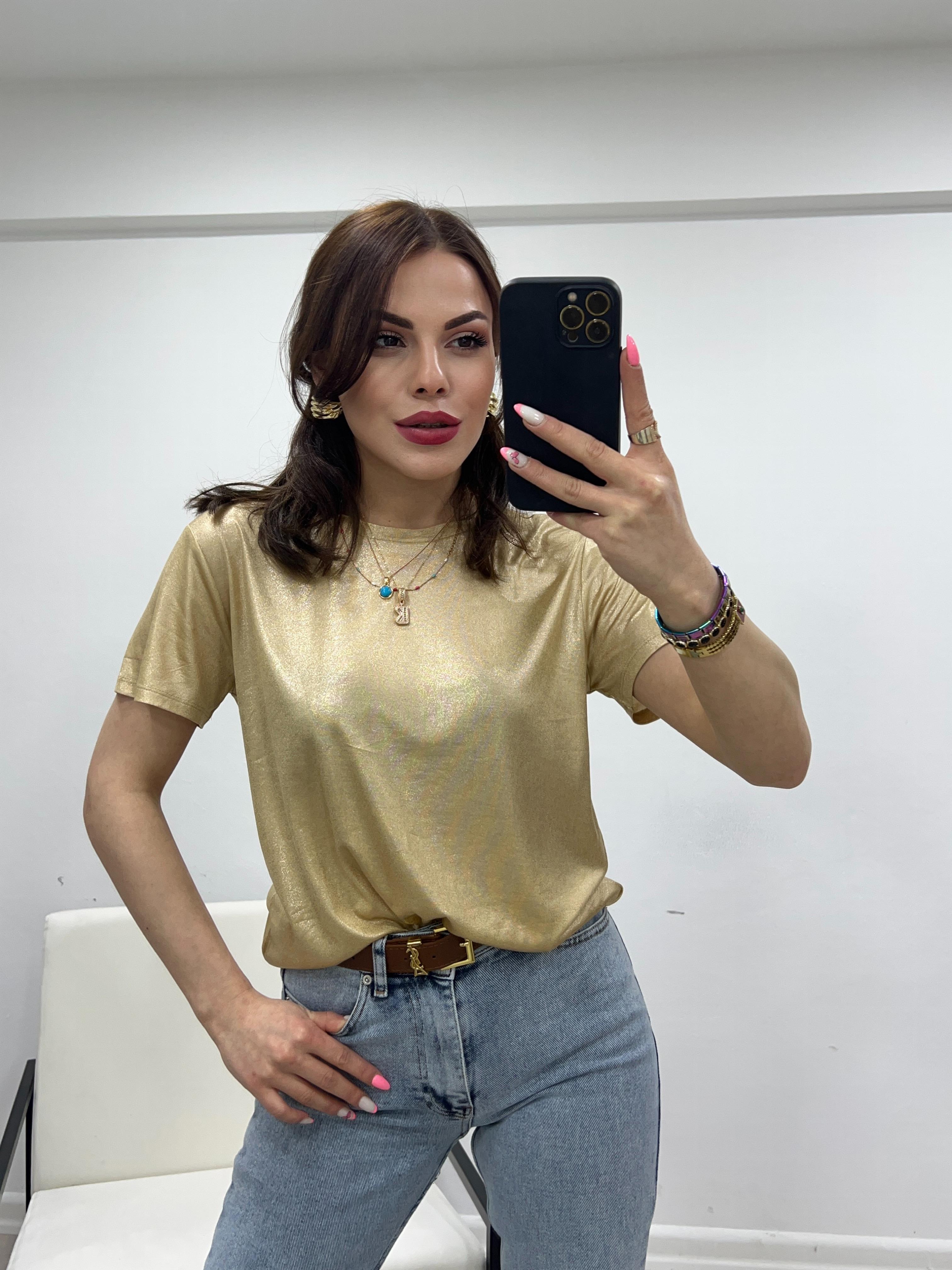 GOLD İTHAL PARLAK TSHİRT
