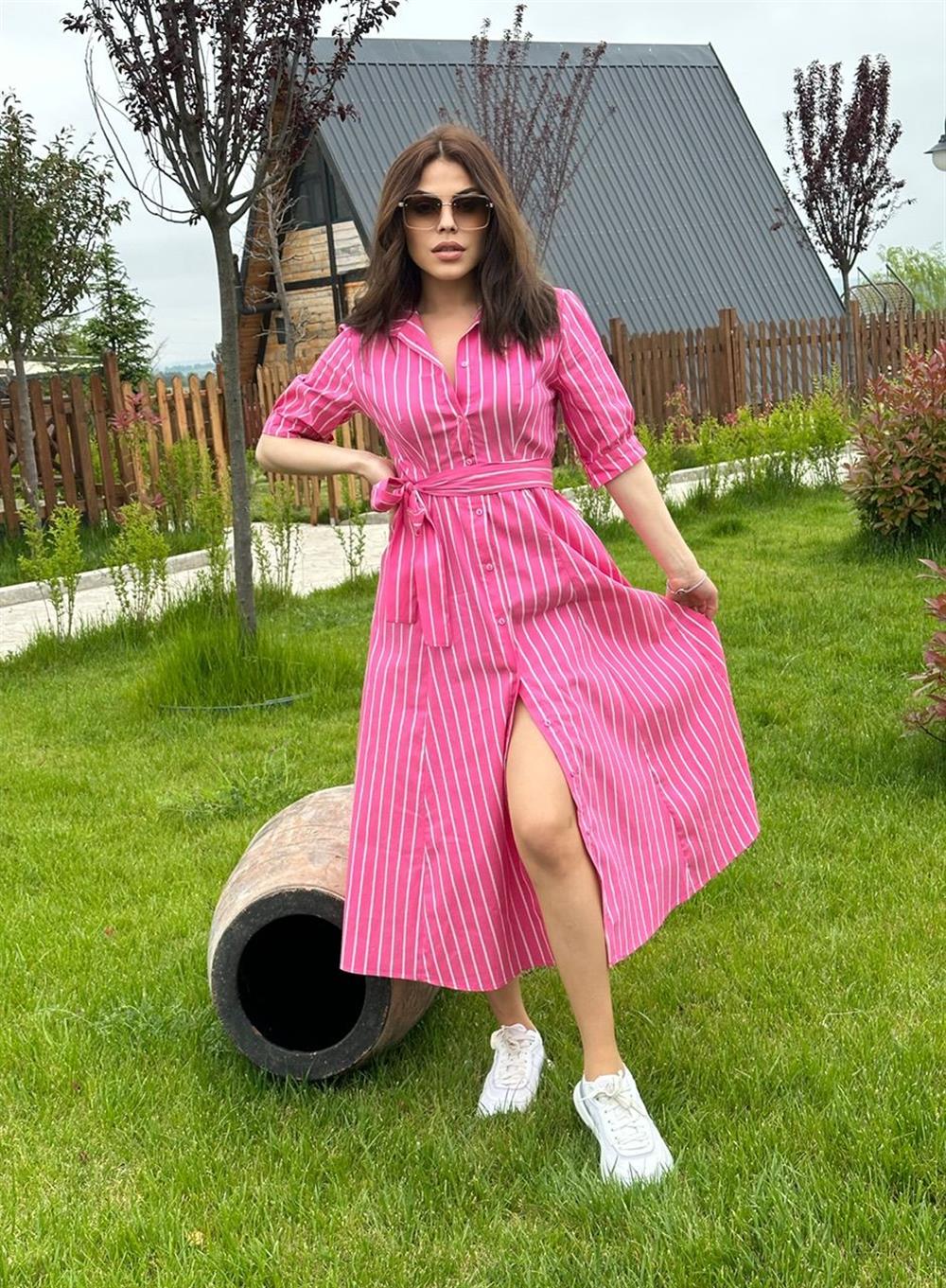 GÖMLEK ELBİSE PEMBE