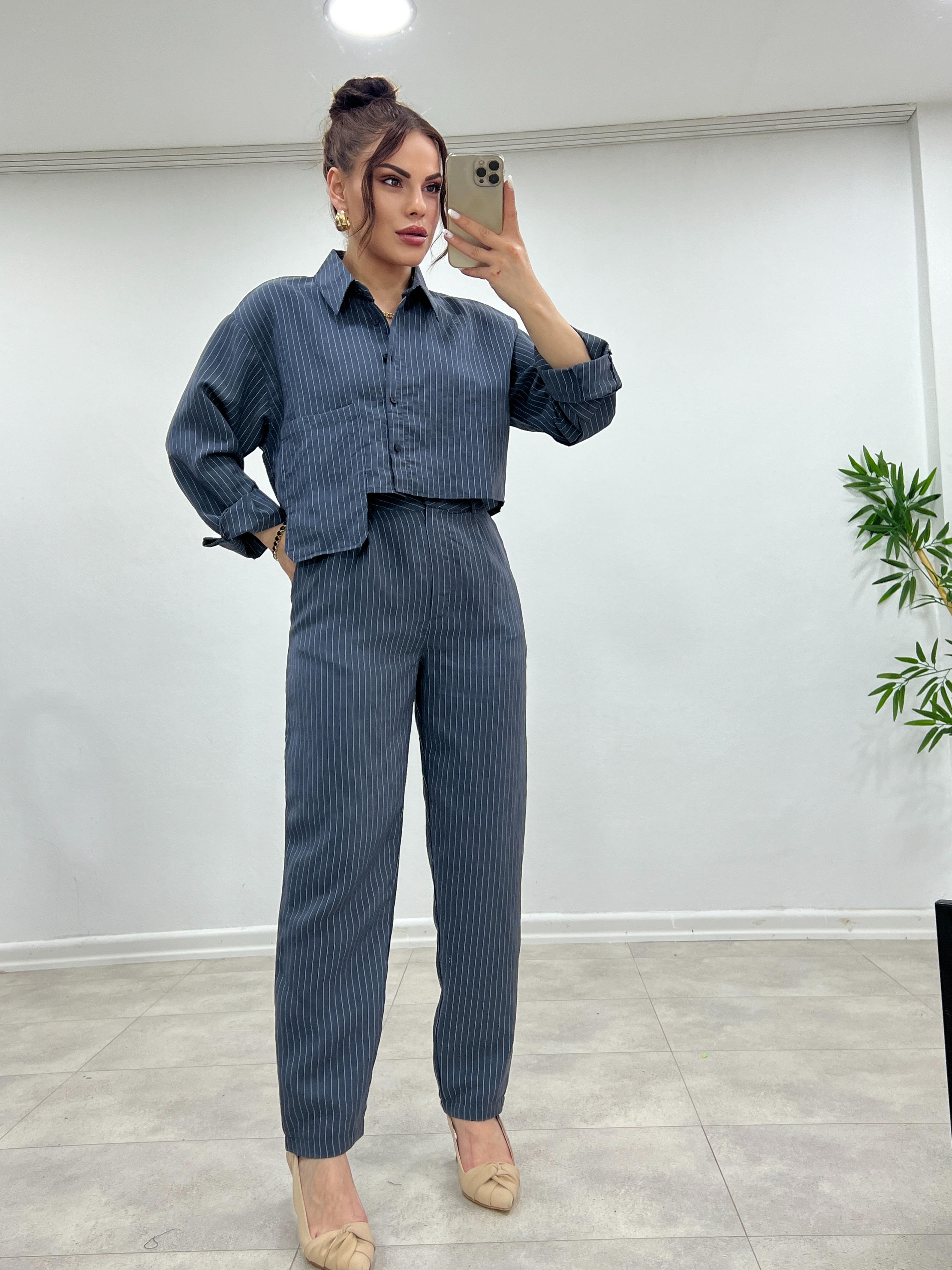 İKİLİ GÖMLEKLİ TENCEL TAKIM LACİ