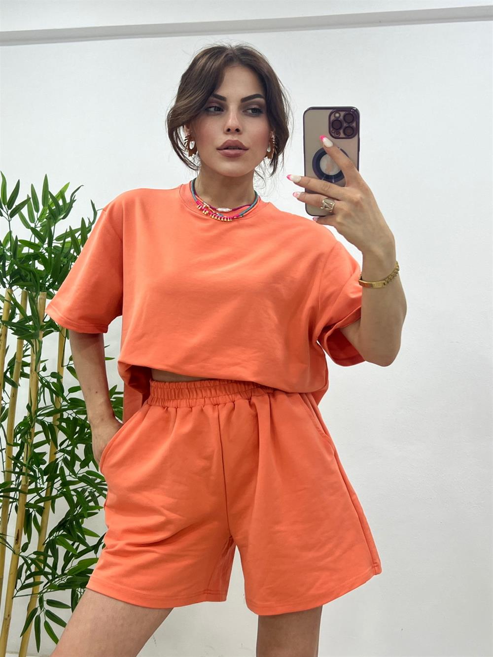 İKİLİ ŞORTLU TAKIM TURUNCU