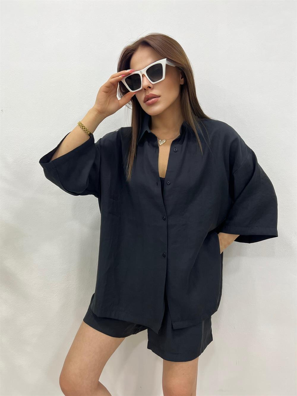 İTHAL KETEN İKİLİ TAKIM SİYAH 