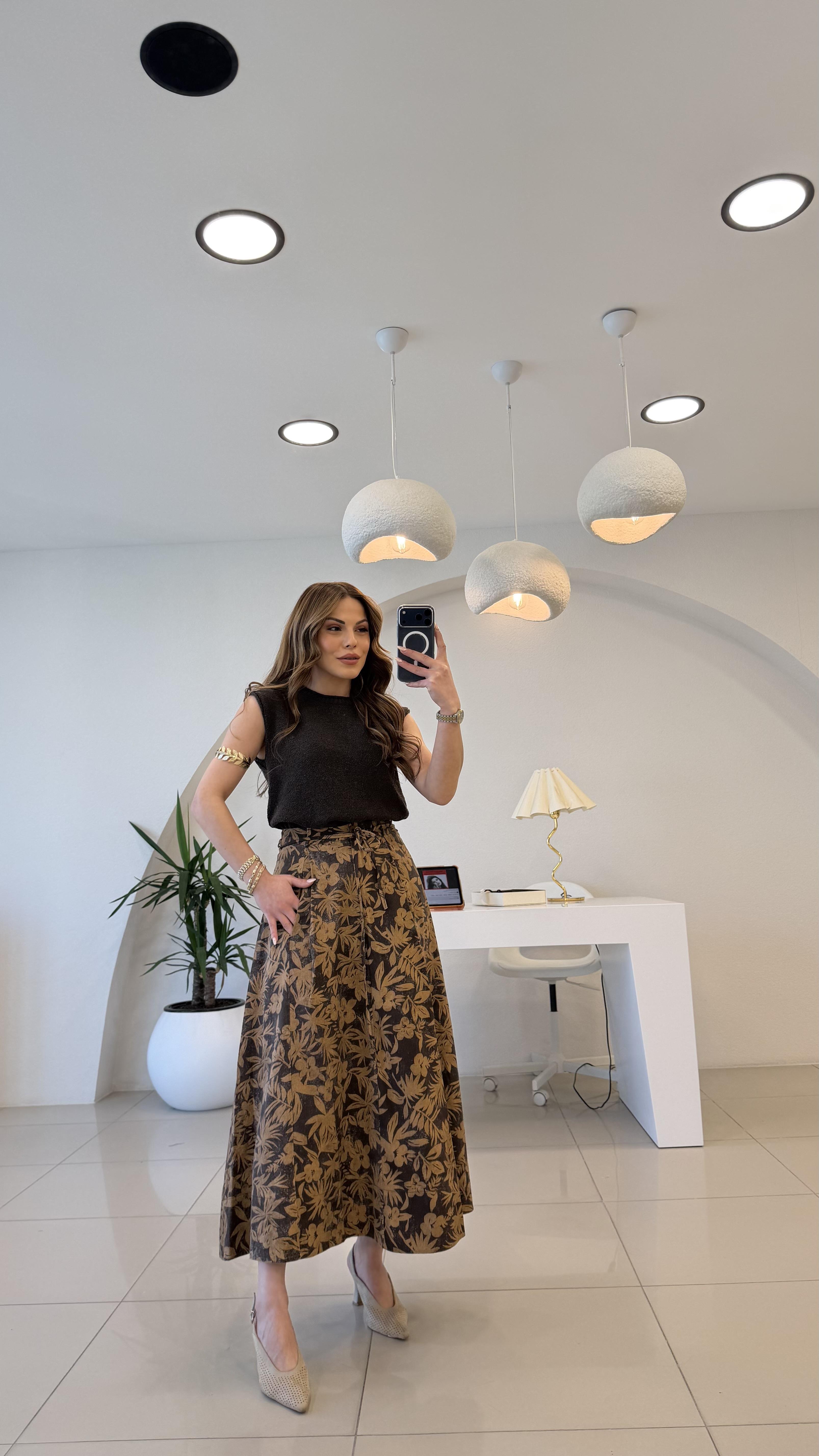 KAHVE DESENLİ ÇAN KESİM ETEK