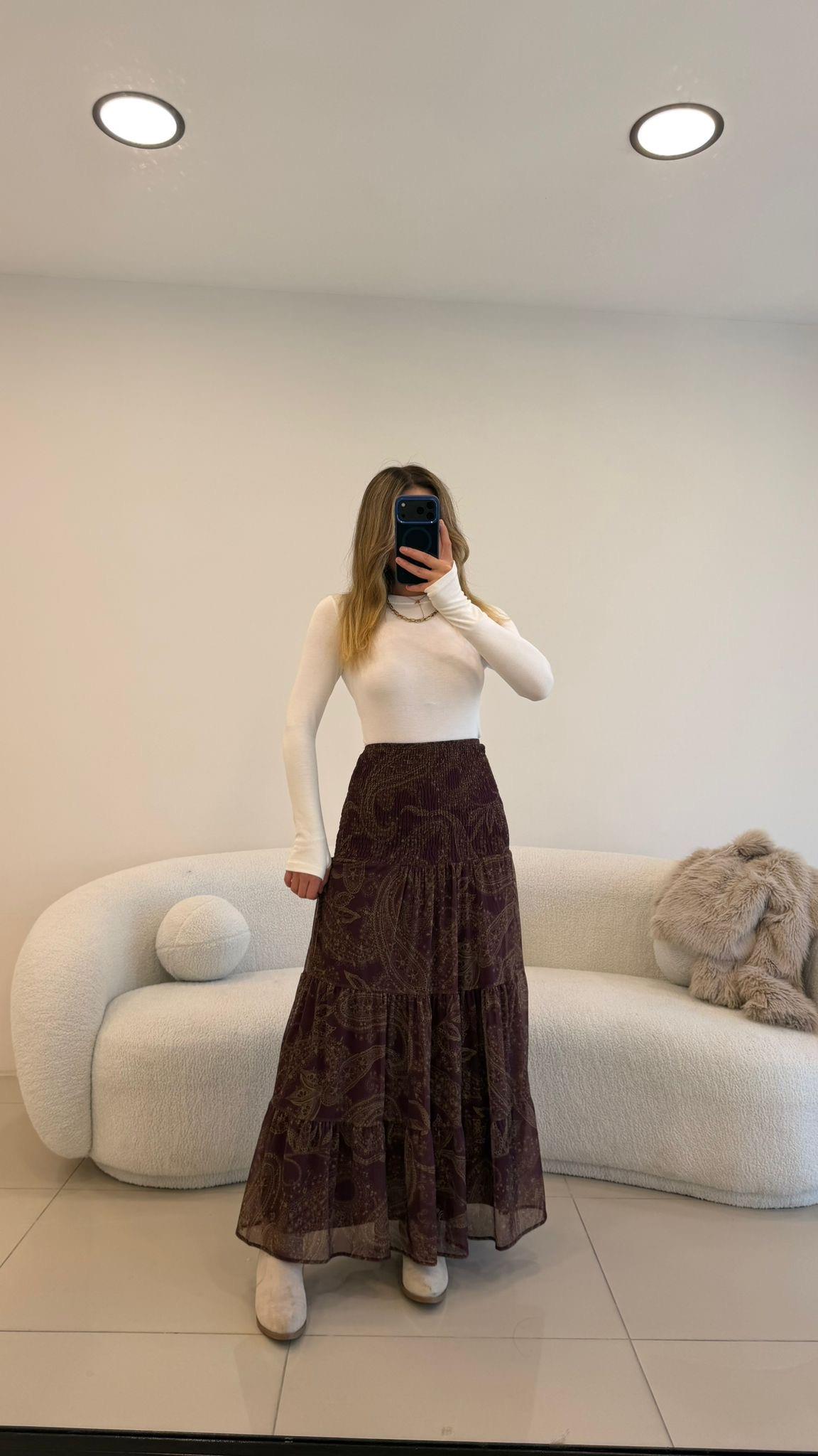 KALIN LASTİKLİ DESENLİ ETEK