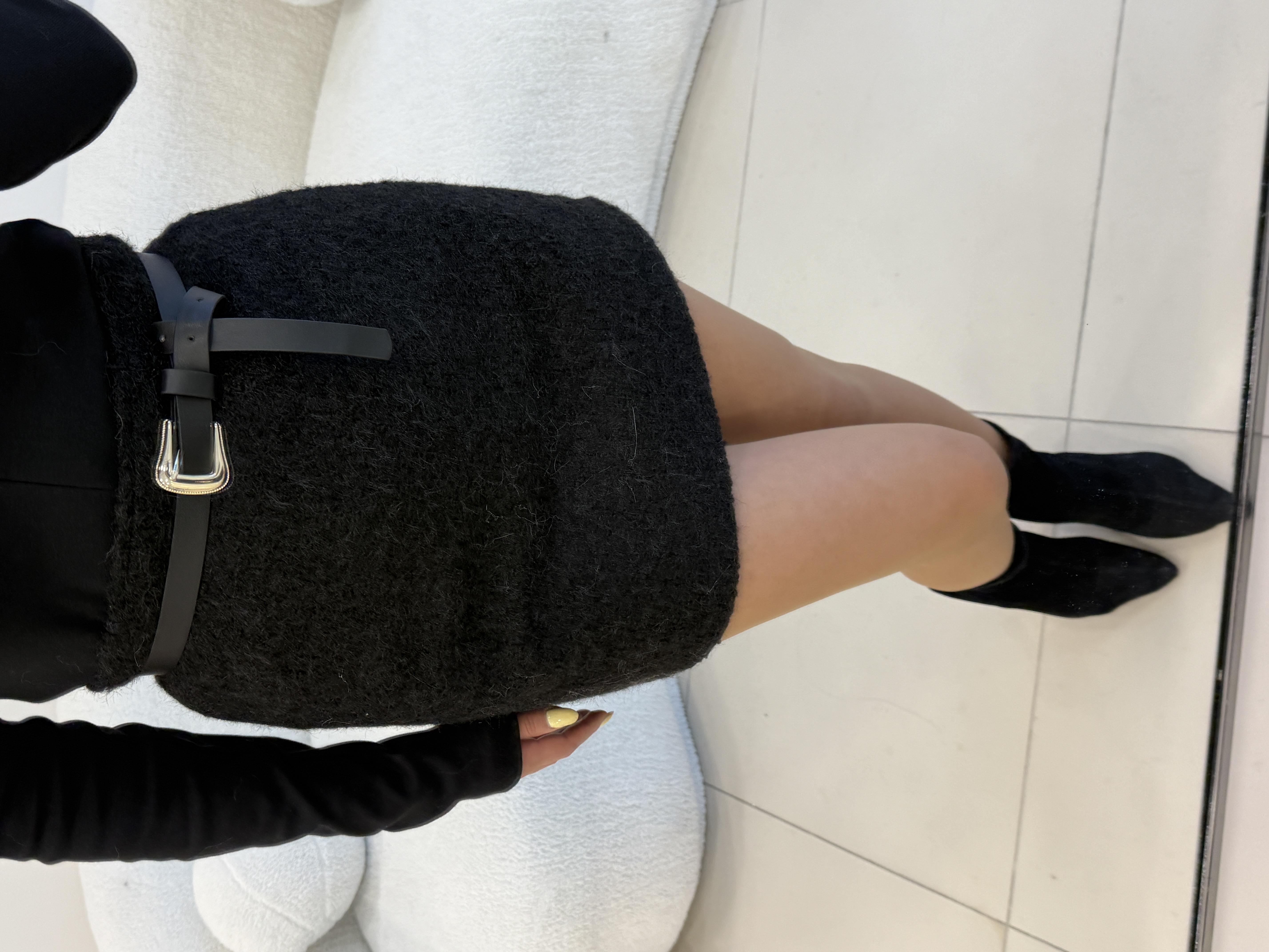 KAŞE MİNİ ETEK SİYAH