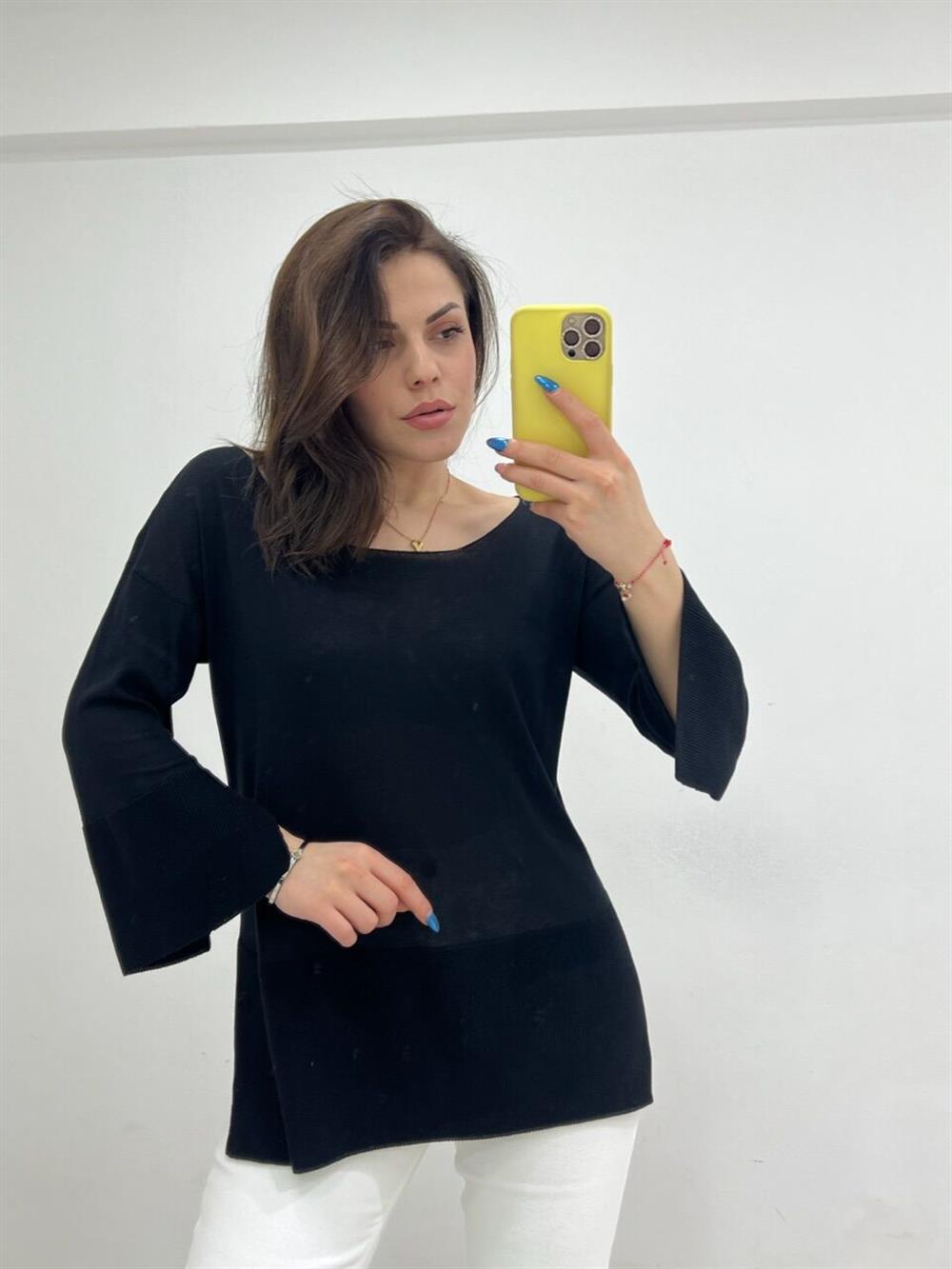 KAYIK YAKA SİYAH  TRİKO