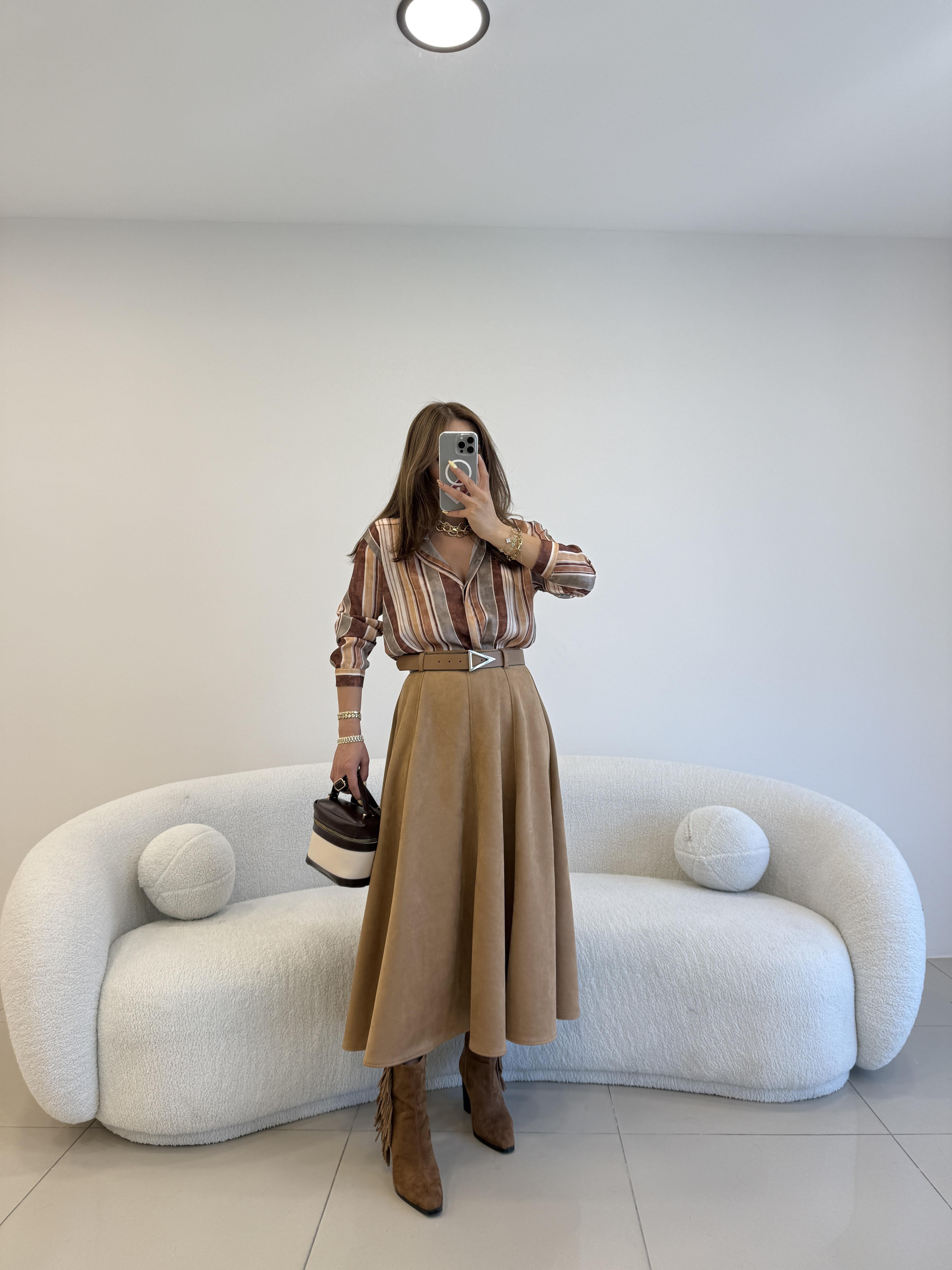 KEMERLİ SÜET ÇAN ETEK