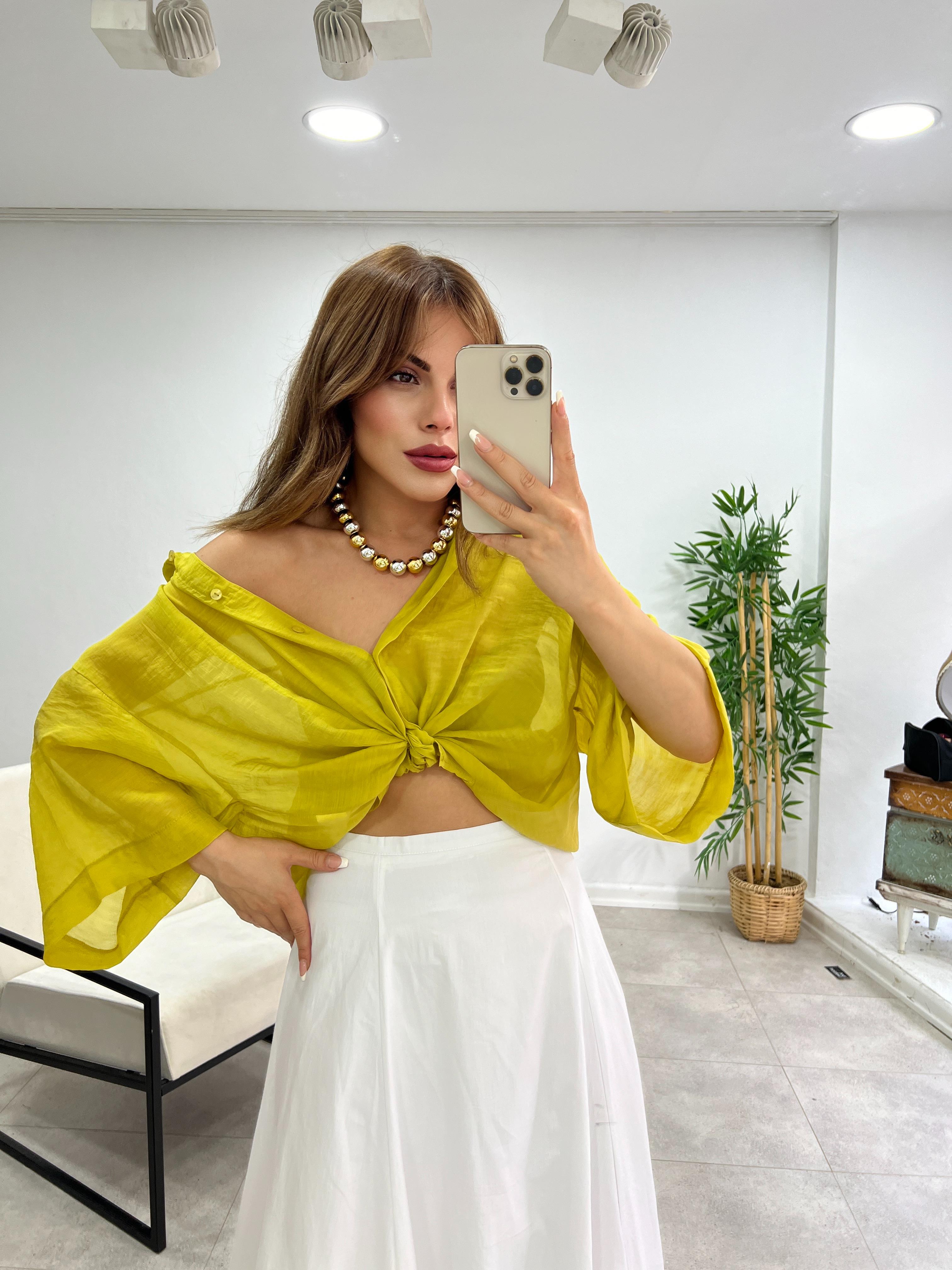 KETEN DİRSEK KOL GÖMLEK OLİV