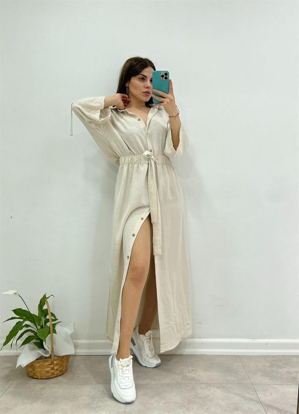 KETEN GÖMLEK ELBİSE TAŞ