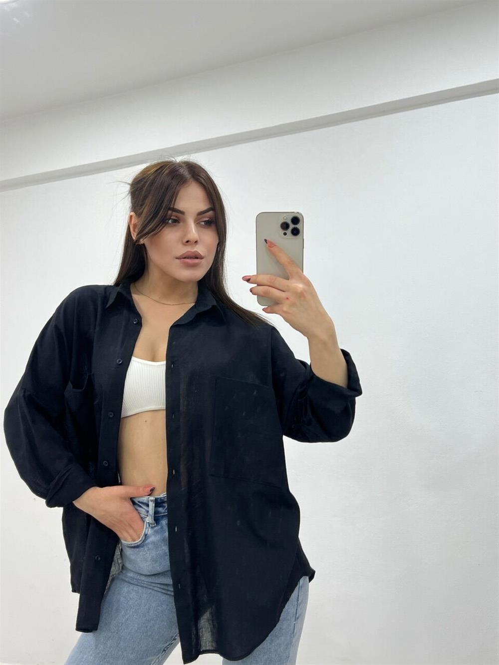 KETEN GÖMLEK SİYAH