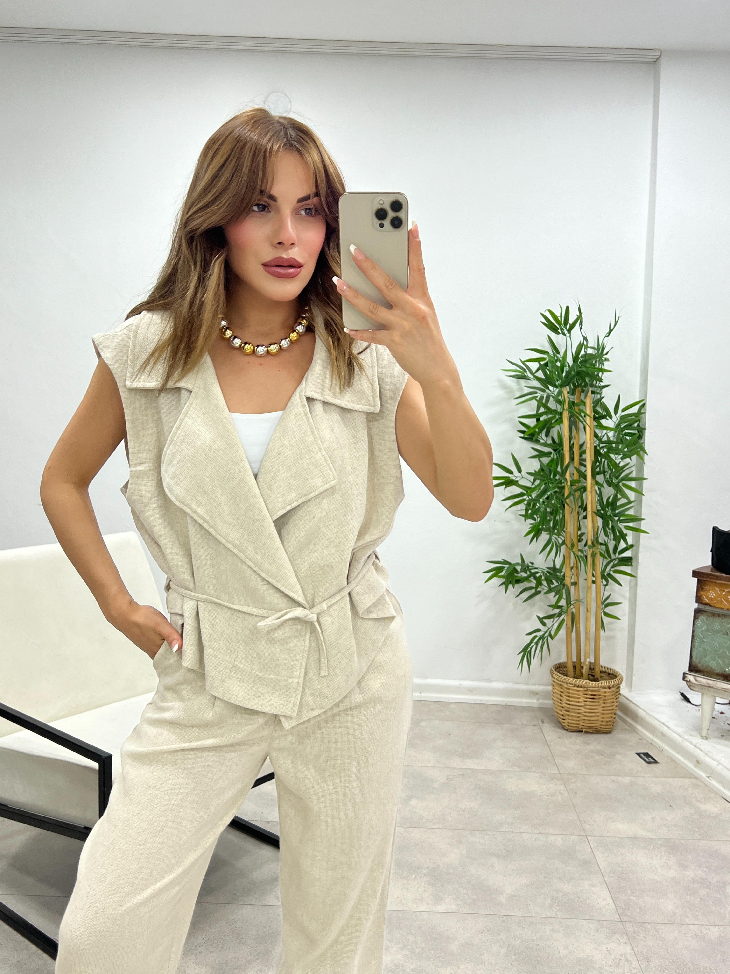 KETEN YELEKLİ İKİLİ TAKIM