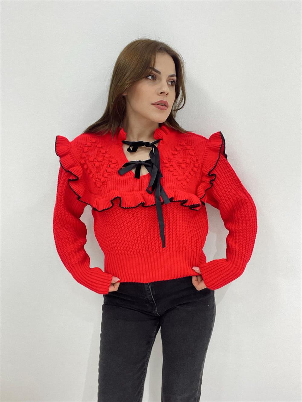 KIRMIZI BAĞLAMALI KAZAK