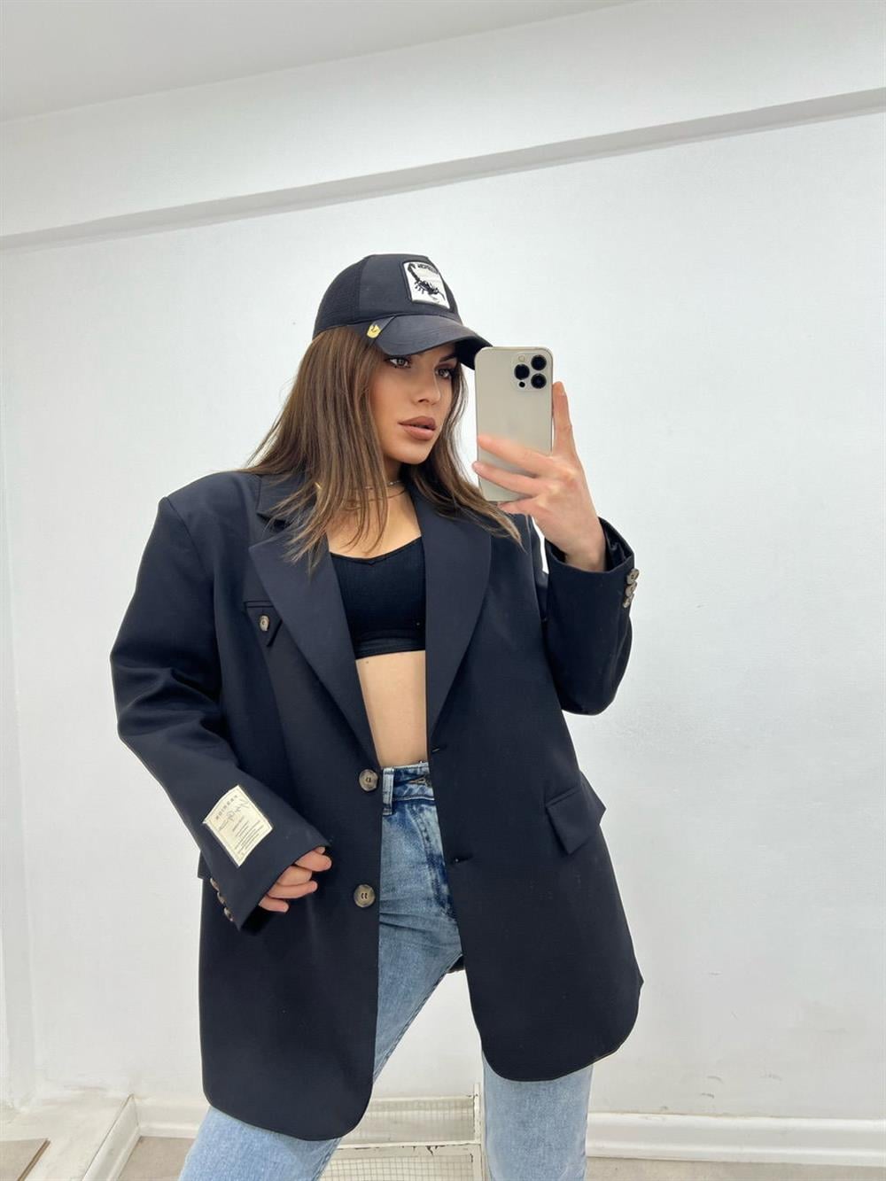 KREP KUMAŞ ASTARLI BLAZER CEKET SİYAH