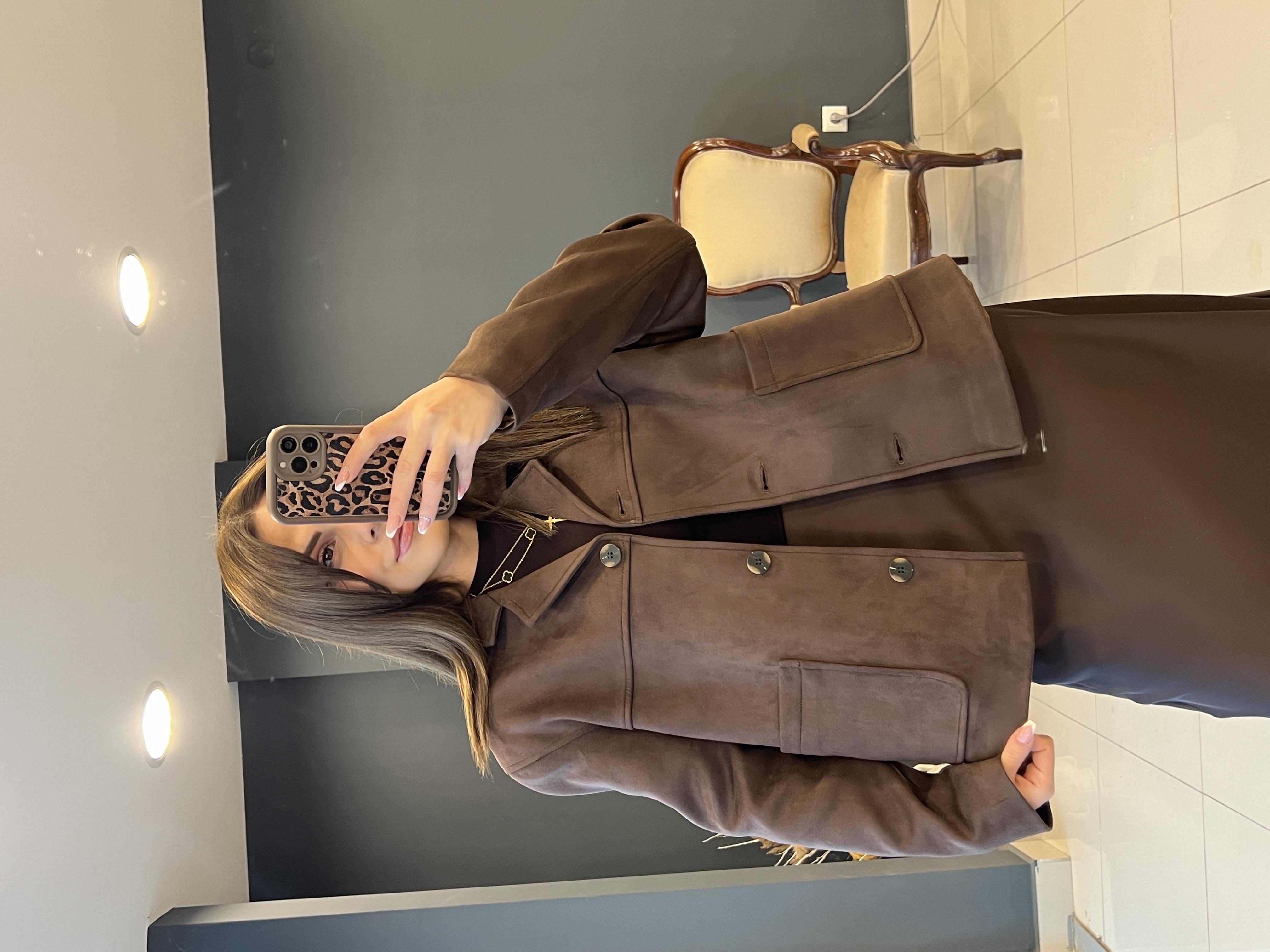 KRUVAZE YAKA KAHVE SÜET CEKET 