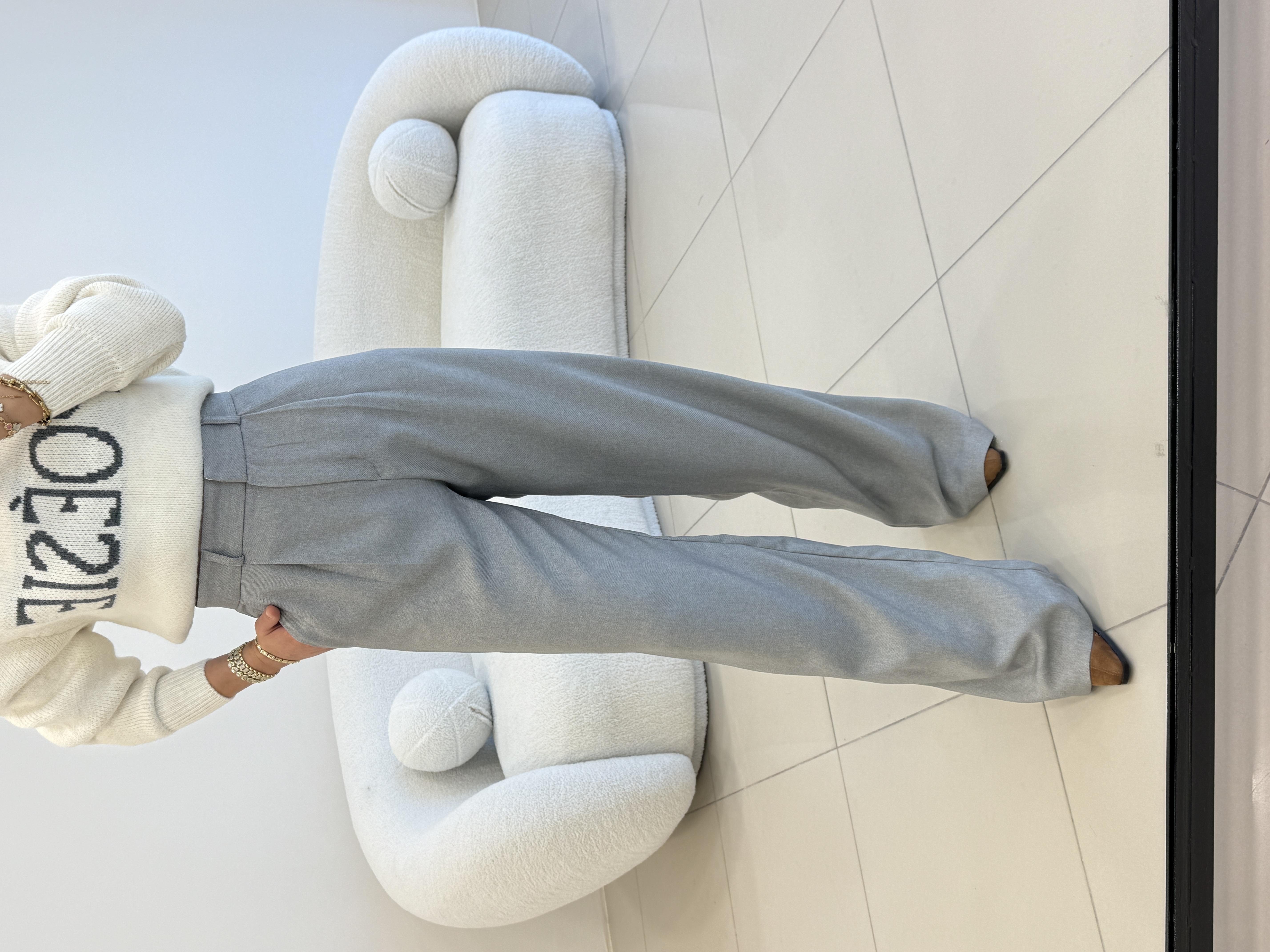 KUMAŞ PALAZZO PANTOLON GRİ