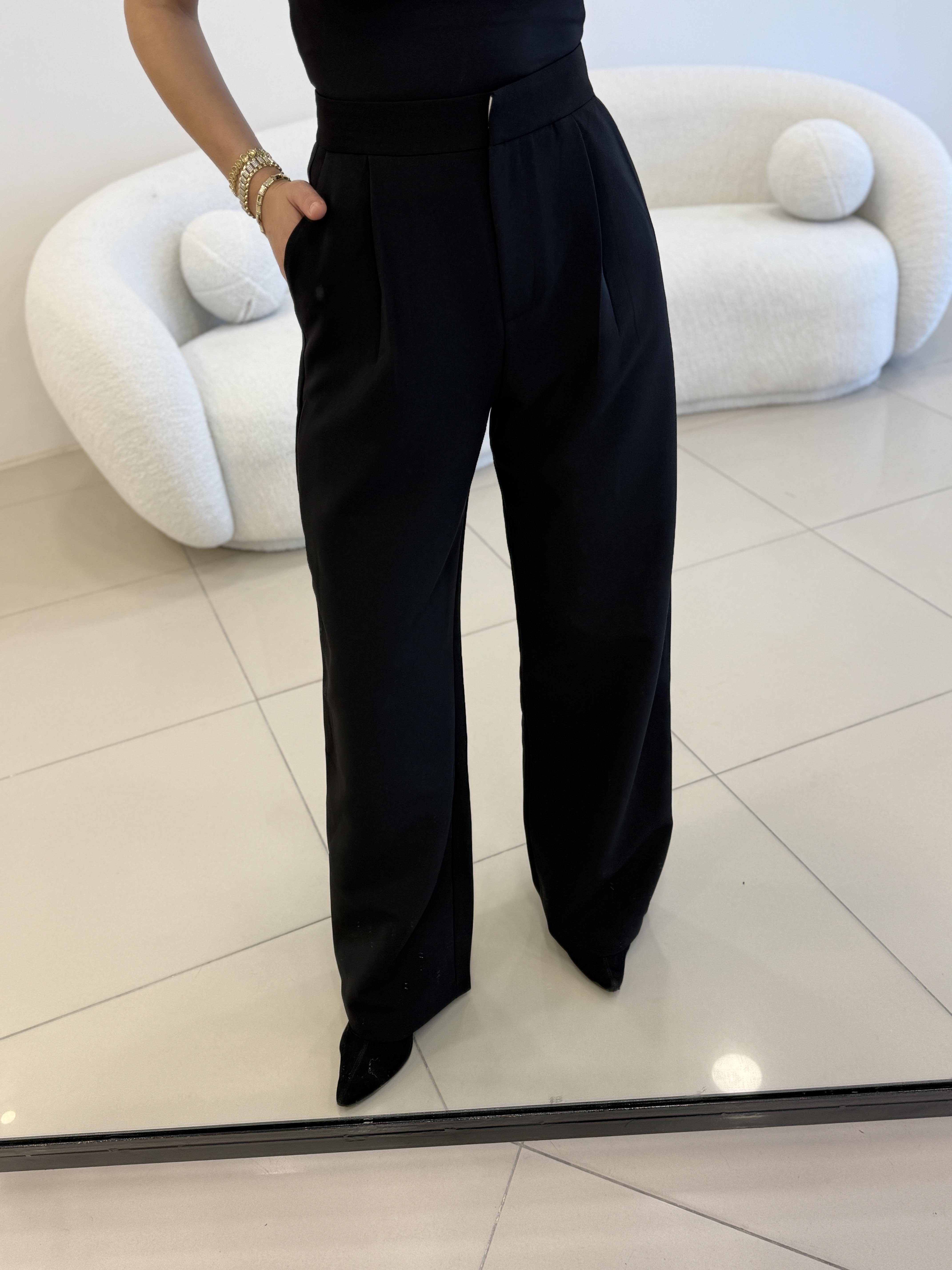 KUMAŞ PALAZZO PANTOLON SİYAH