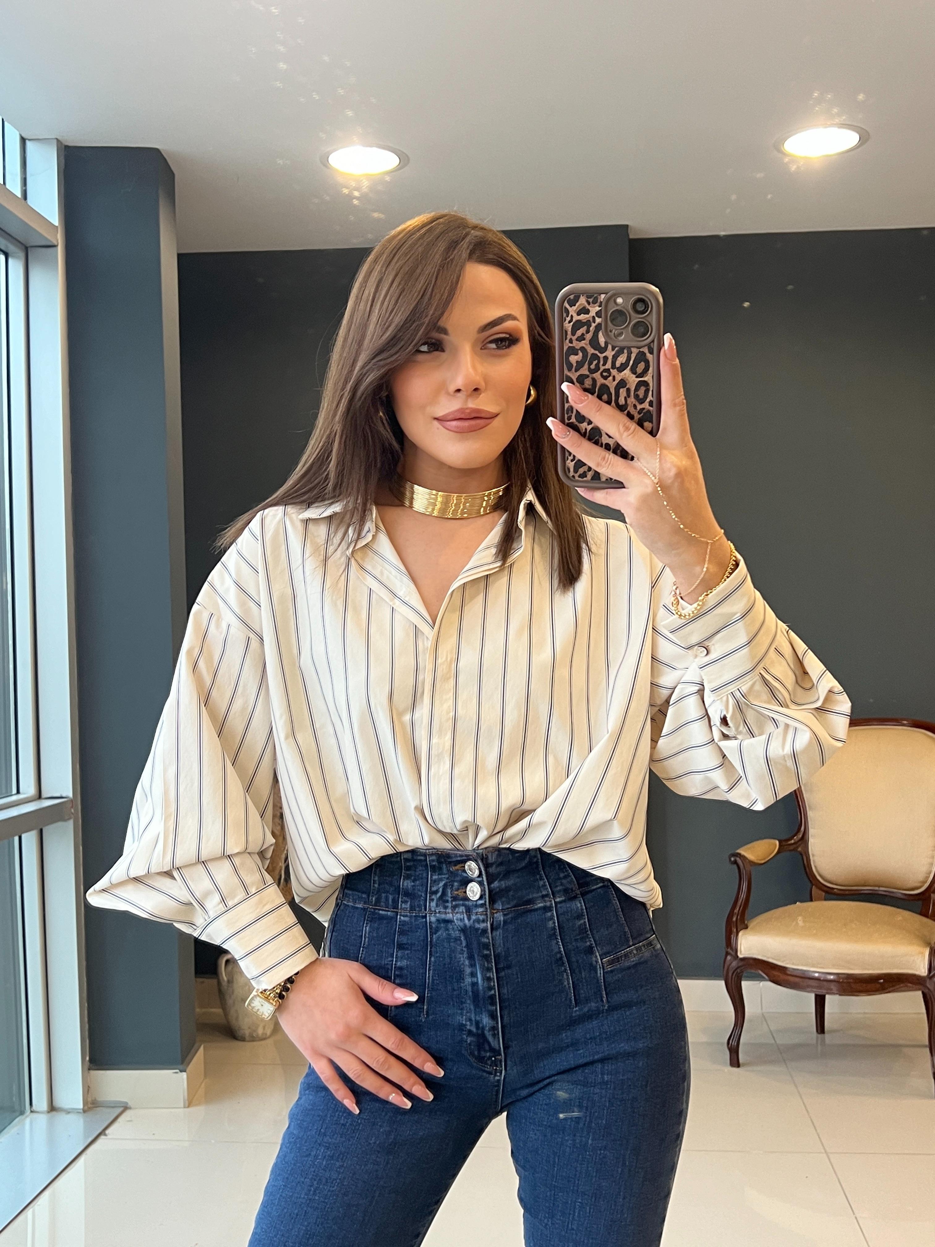 LACİVERT ÇİZGİLİ POPLİN GÖMLEK