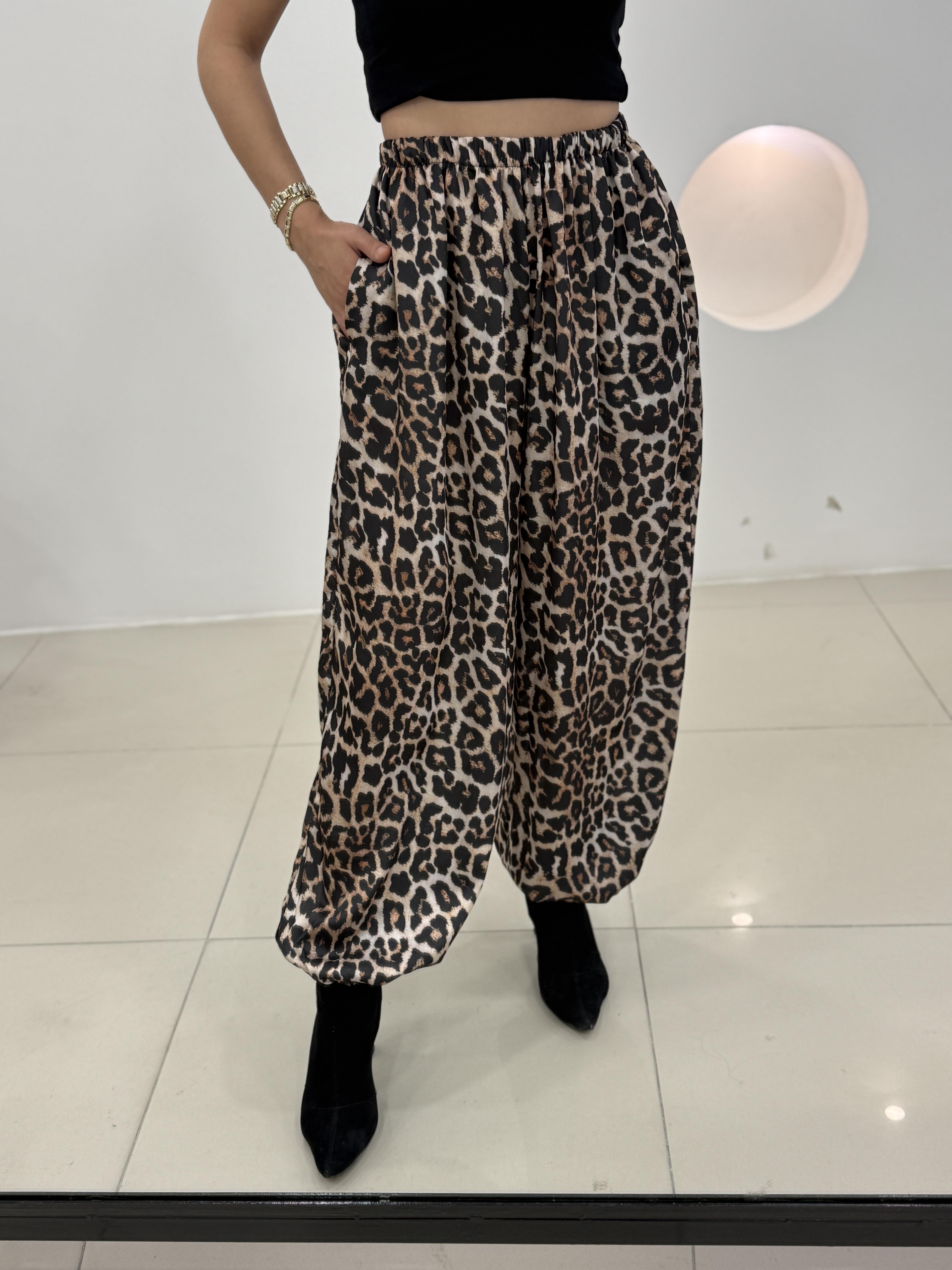 LEOPAR SATEN ŞALVAR PANTOLON
