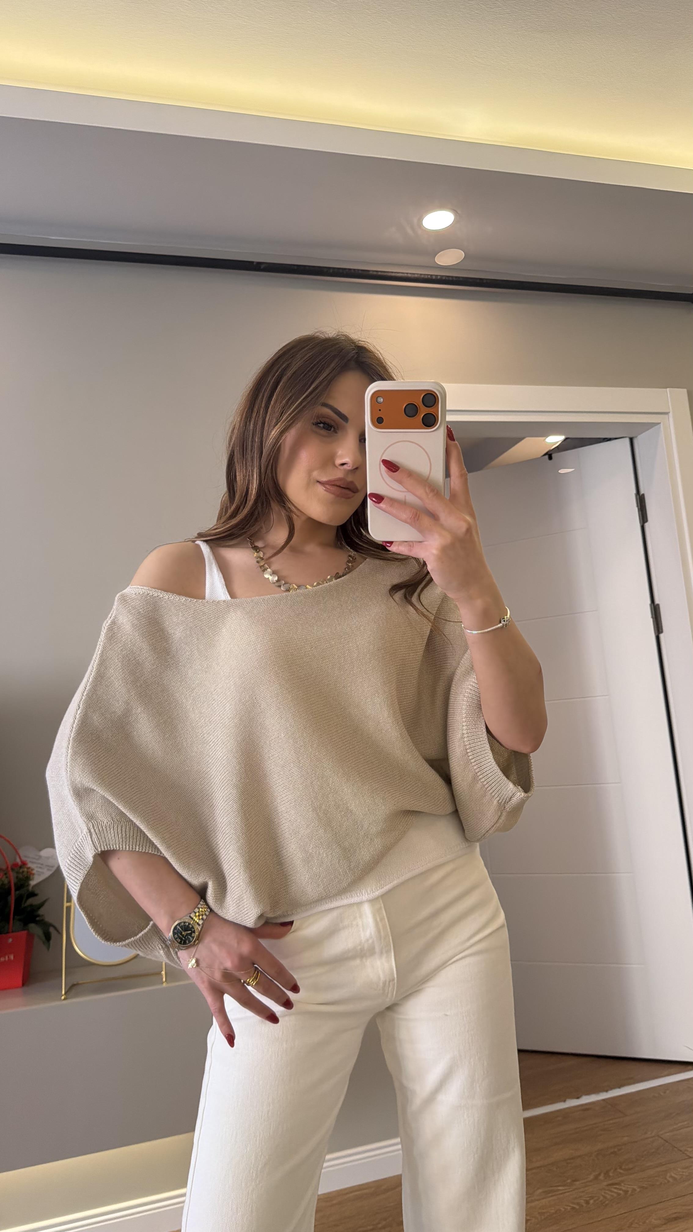 Mevsiimlik Atletli Merserize Bluz Taş