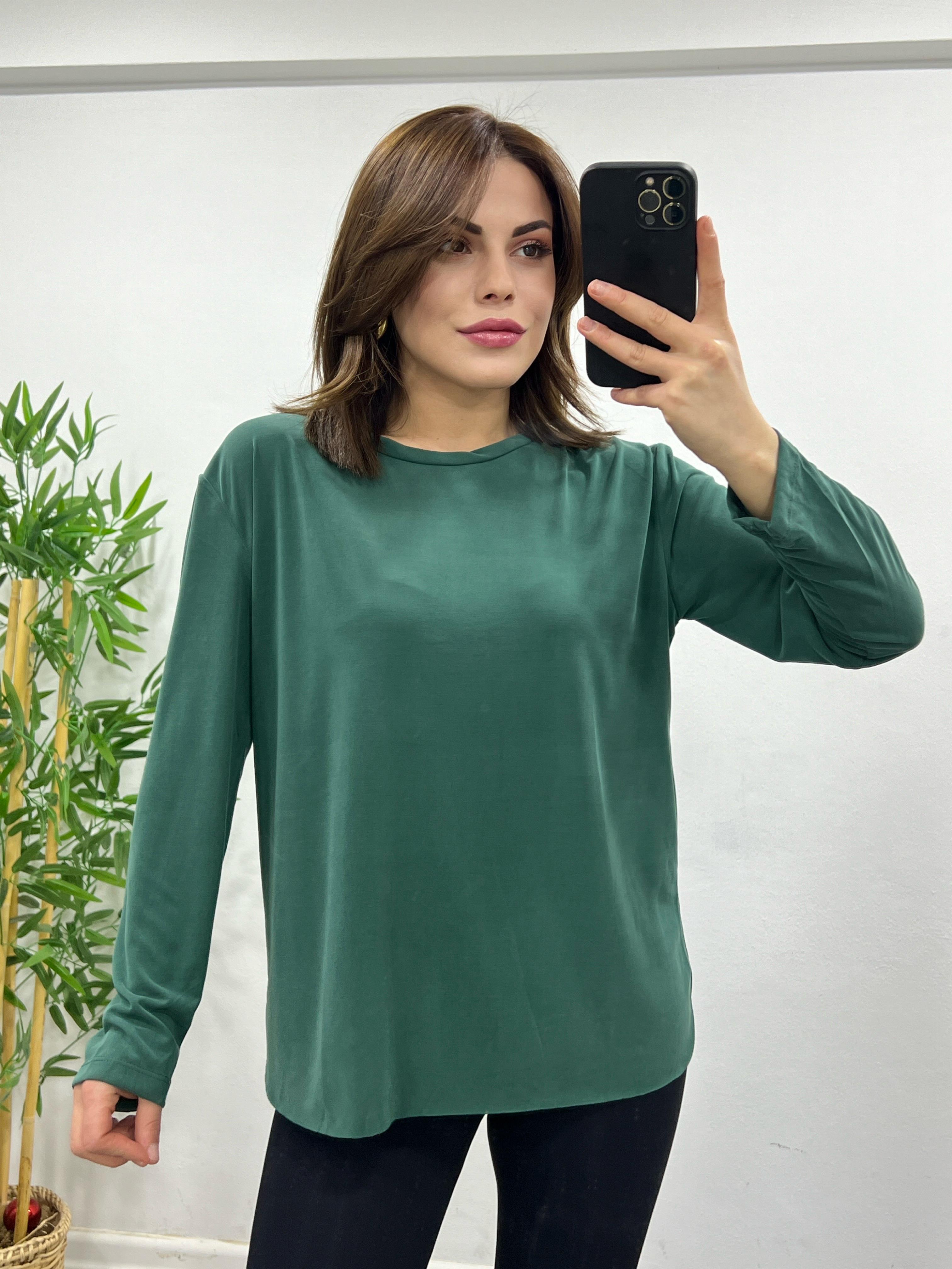 MODAL KUMAŞ O.MARKA UZUN KOLU BASİC PETROL YEŞİLİ