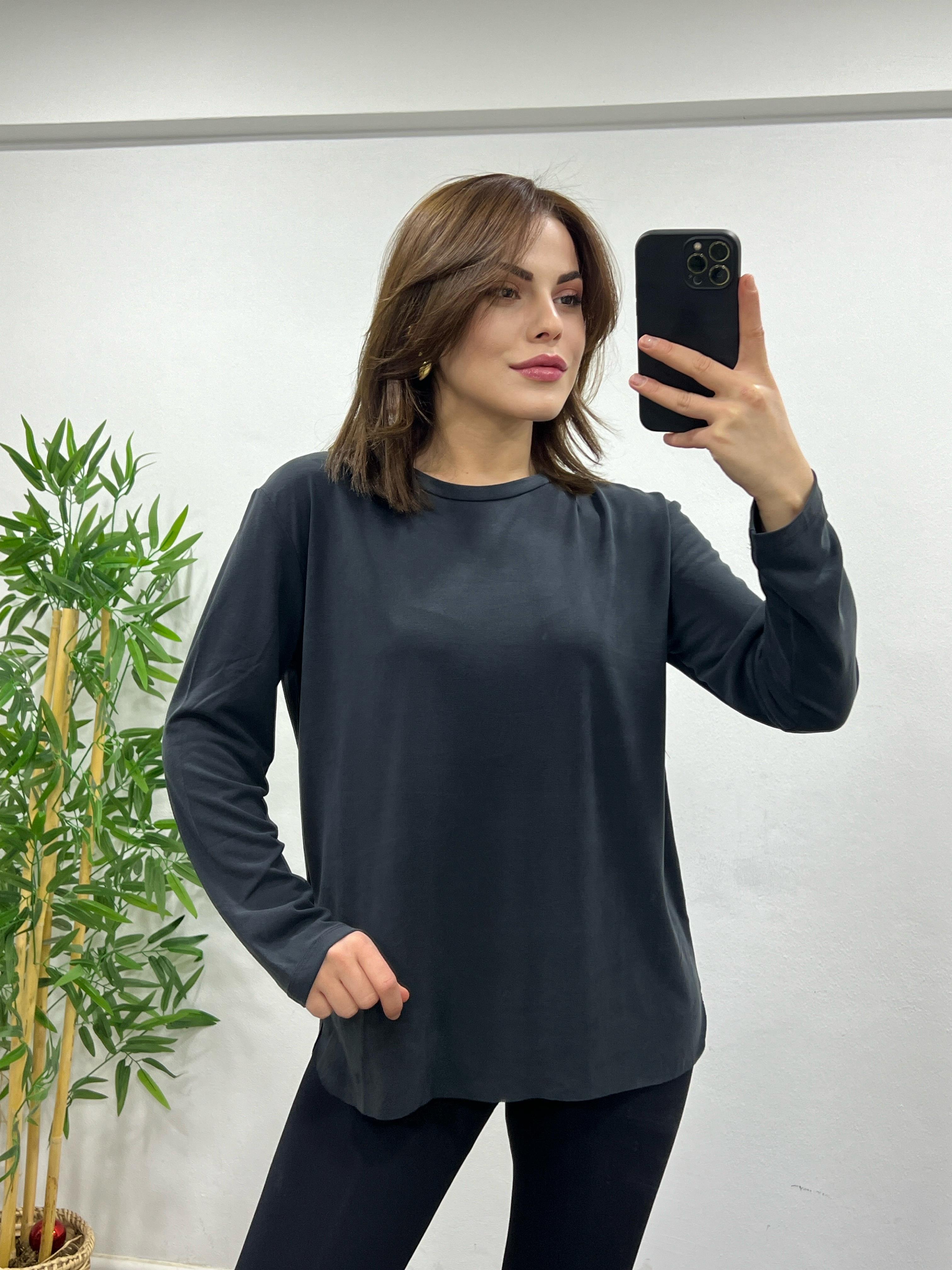 MODAL KUMAŞ O.MARKA UZUN KOLU BASİC ANTRASİT