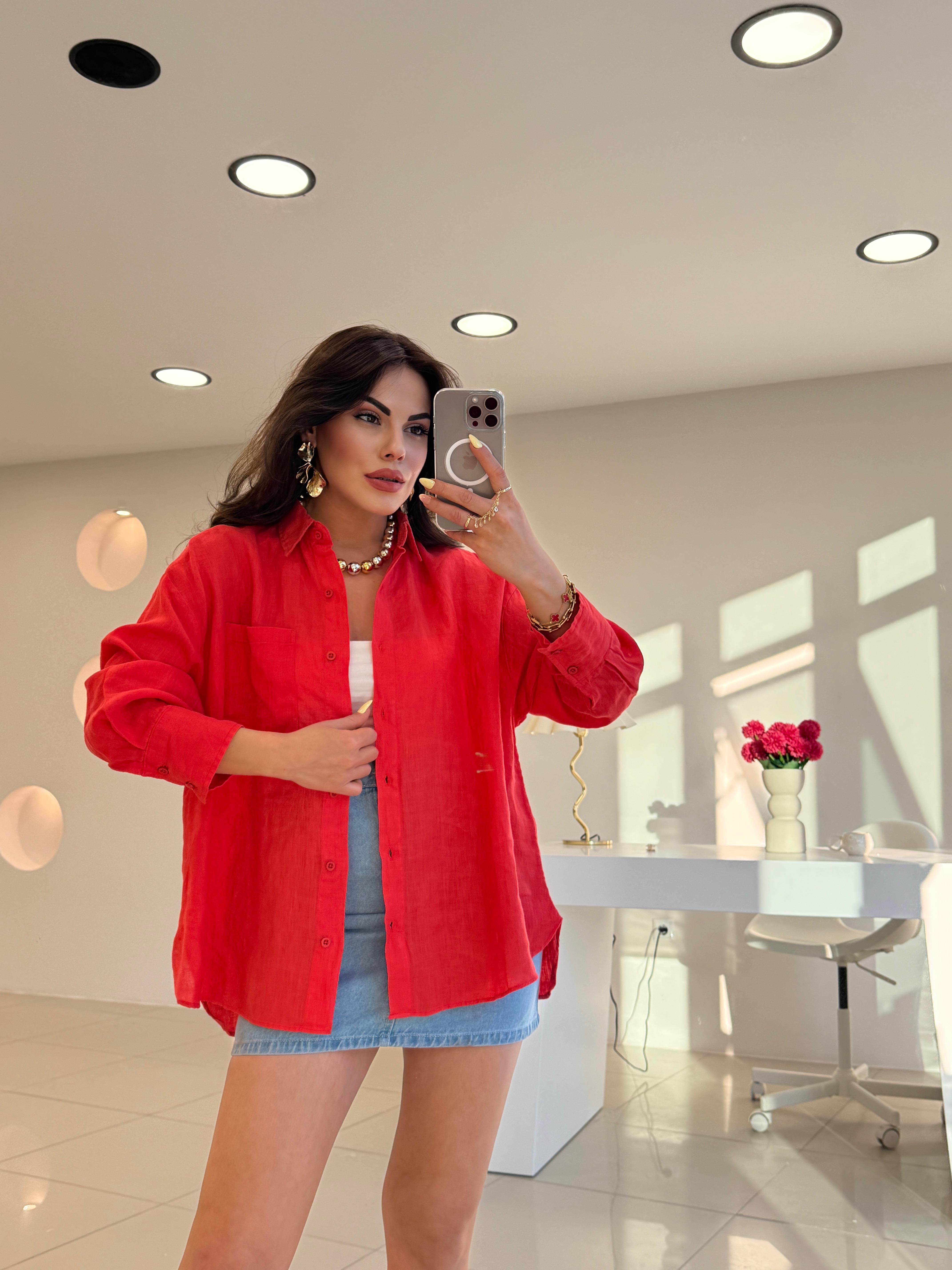 NAR Ç,ÇEĞİ %100 KETEN GÖMLEK