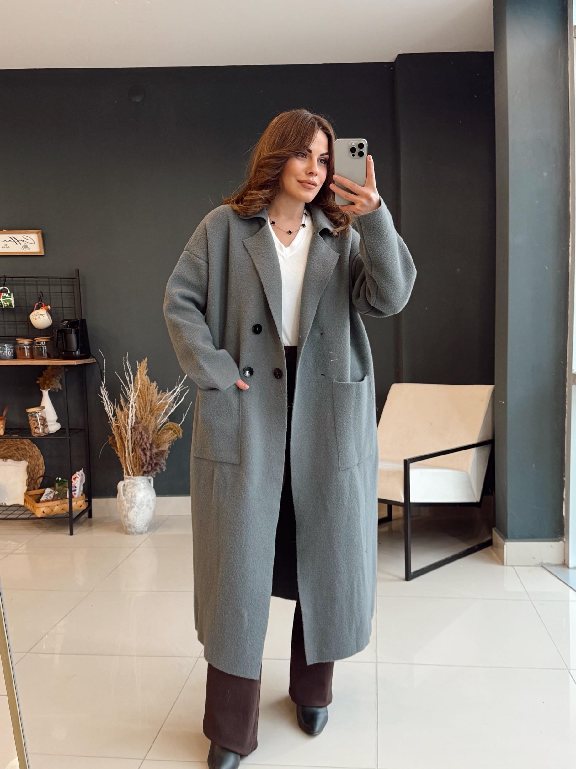 ÖNÜ DÜĞMELİ PREMİUM SERİ HIRKA  GRİ