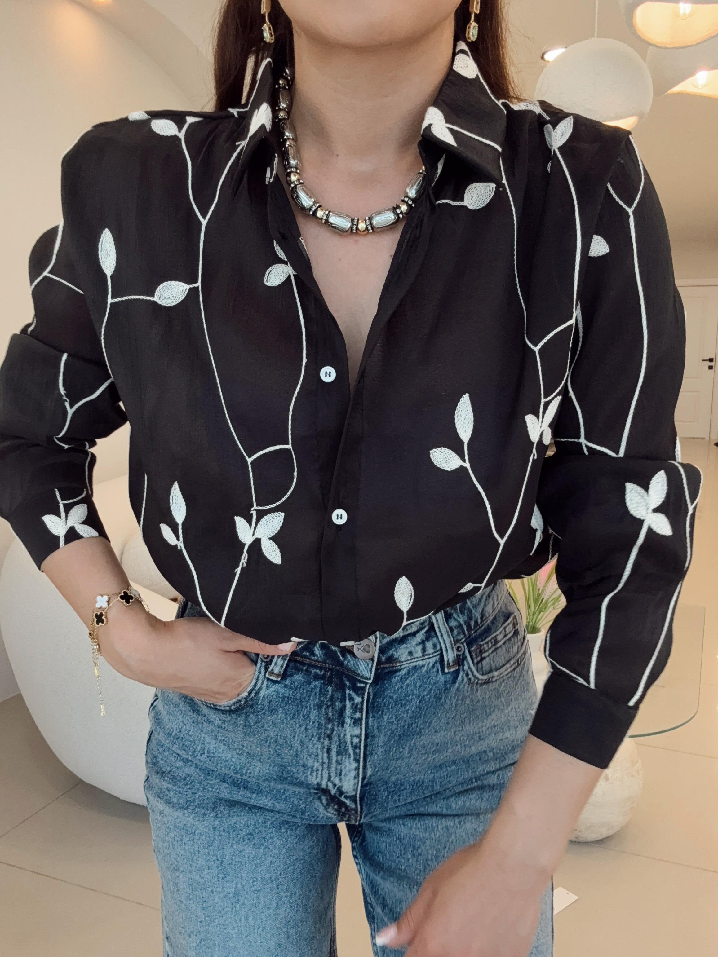 ORGANZE GÖMLEK SİYAH