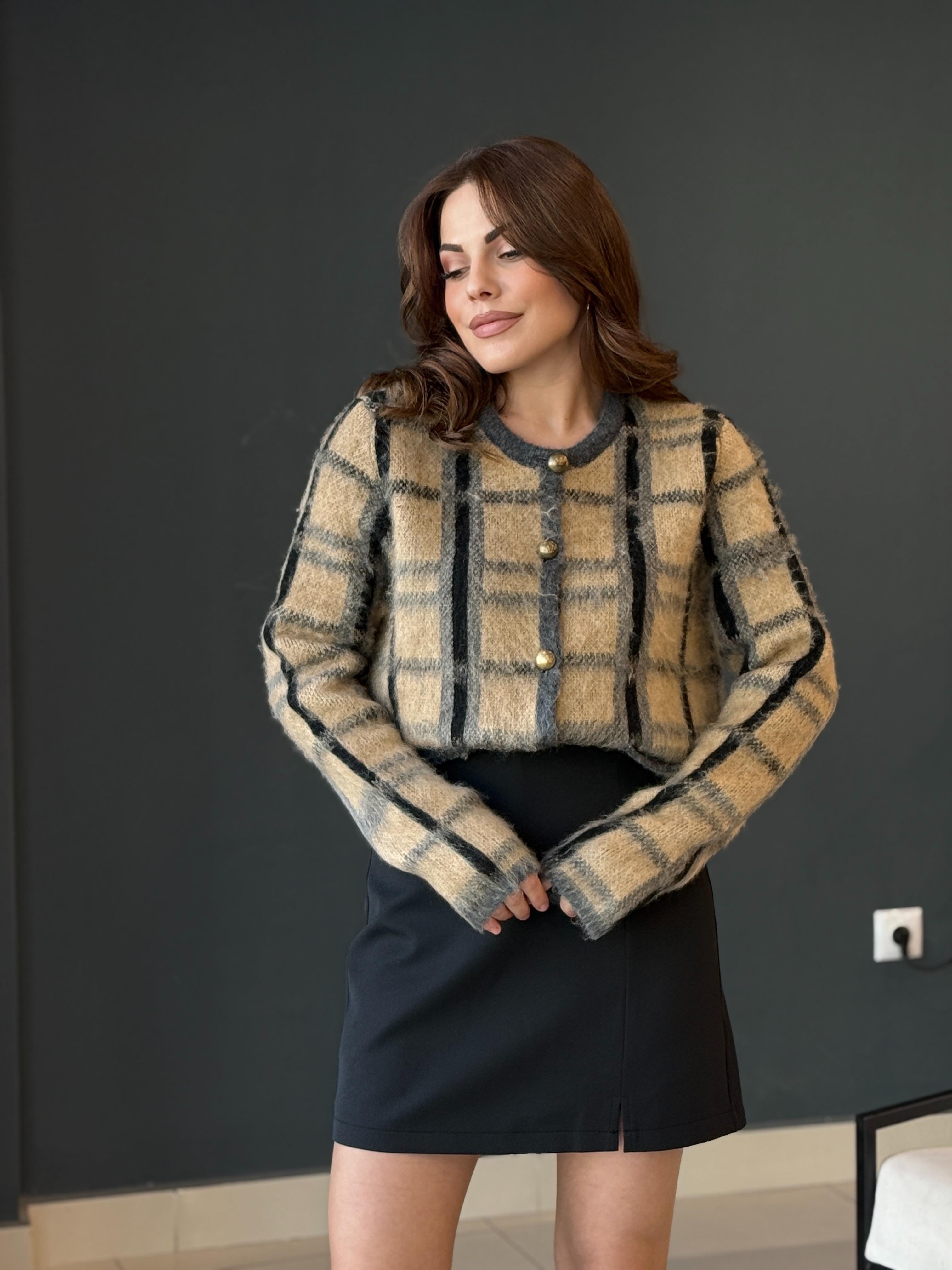 ORJİNAL MARK ETNİK DESEN YUMOŞ HIRKA CAMEL