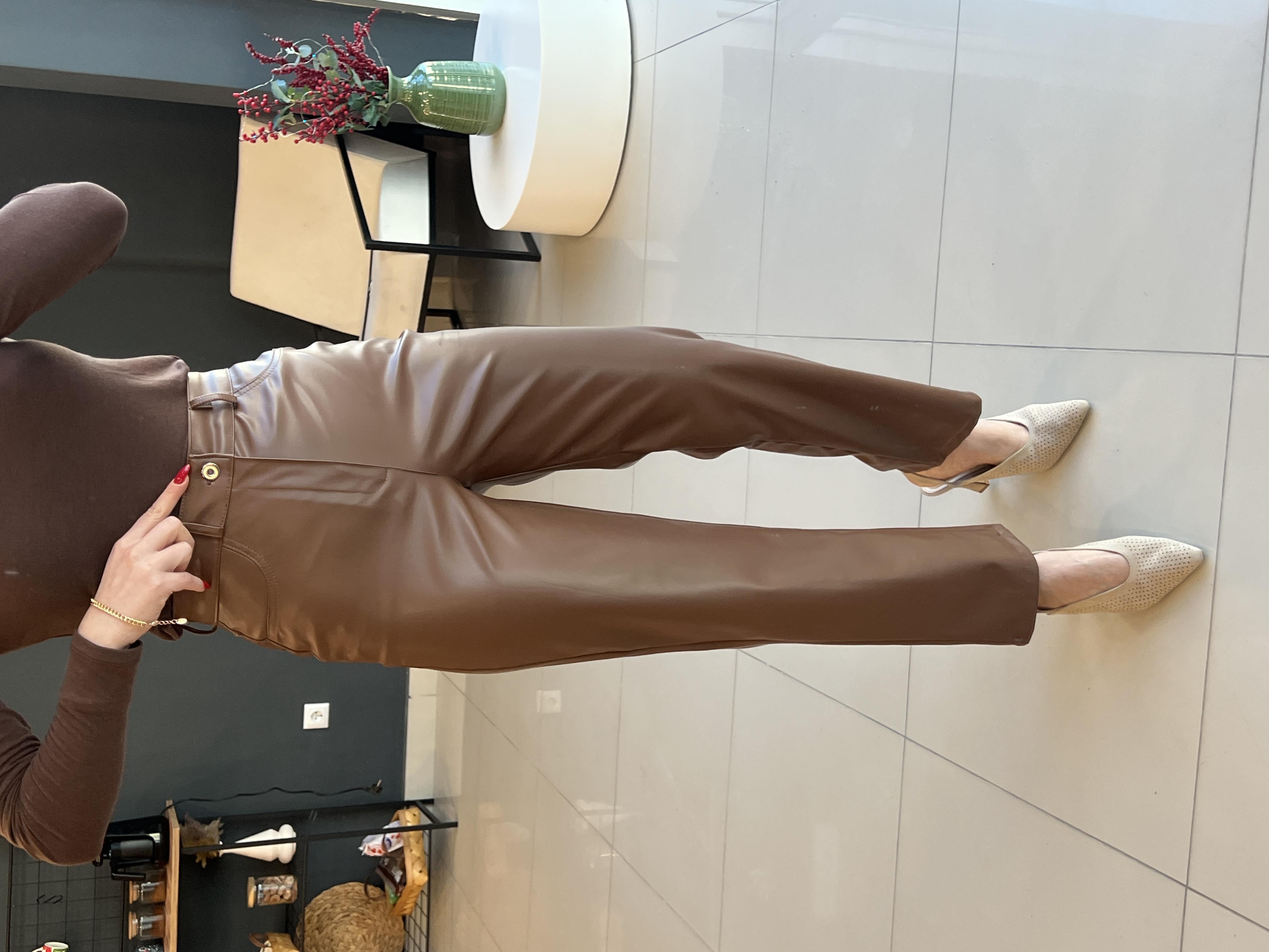 ORJİNAL MARKA DERİ PANTOLON KAHVE