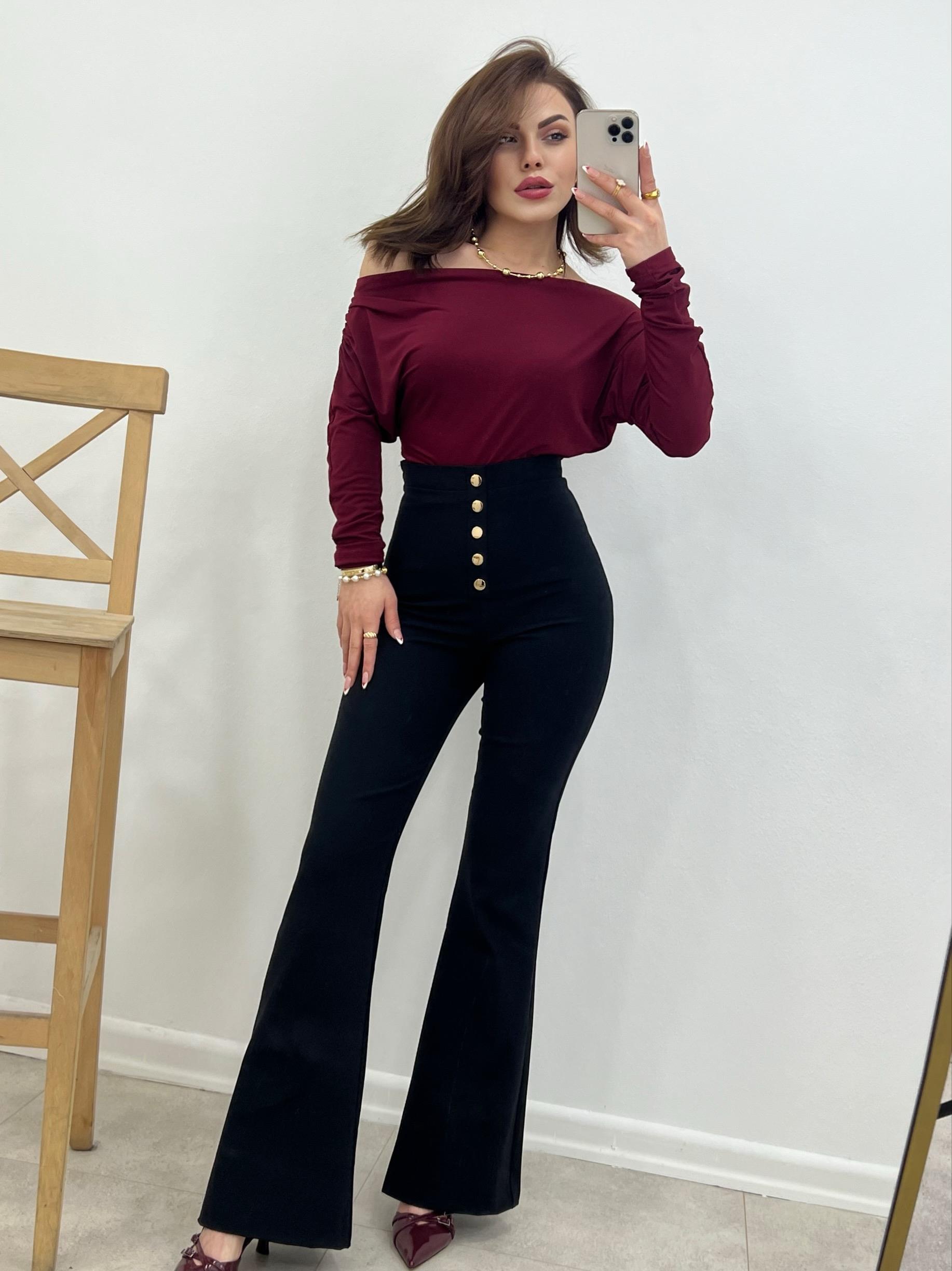 ORJINAL MARKA DÜĞME DETAYLI İSPANYOL PAÇA PANT