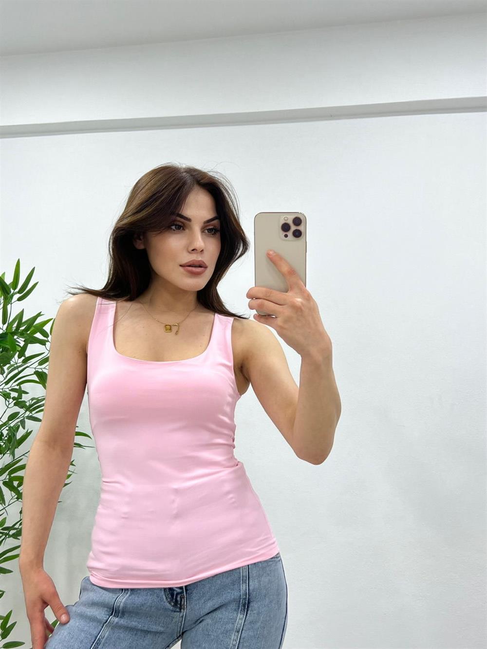 ORJİNAL MARKA KALIN ASKILI ATLET PEMBE