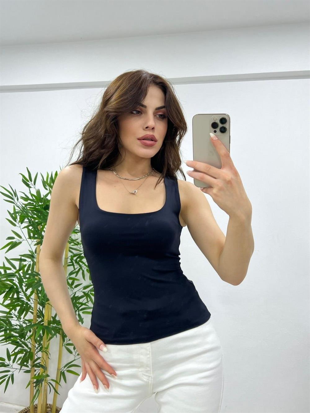 ORJİNAL MARKA KALIN ASKILI ATLET SİYAH