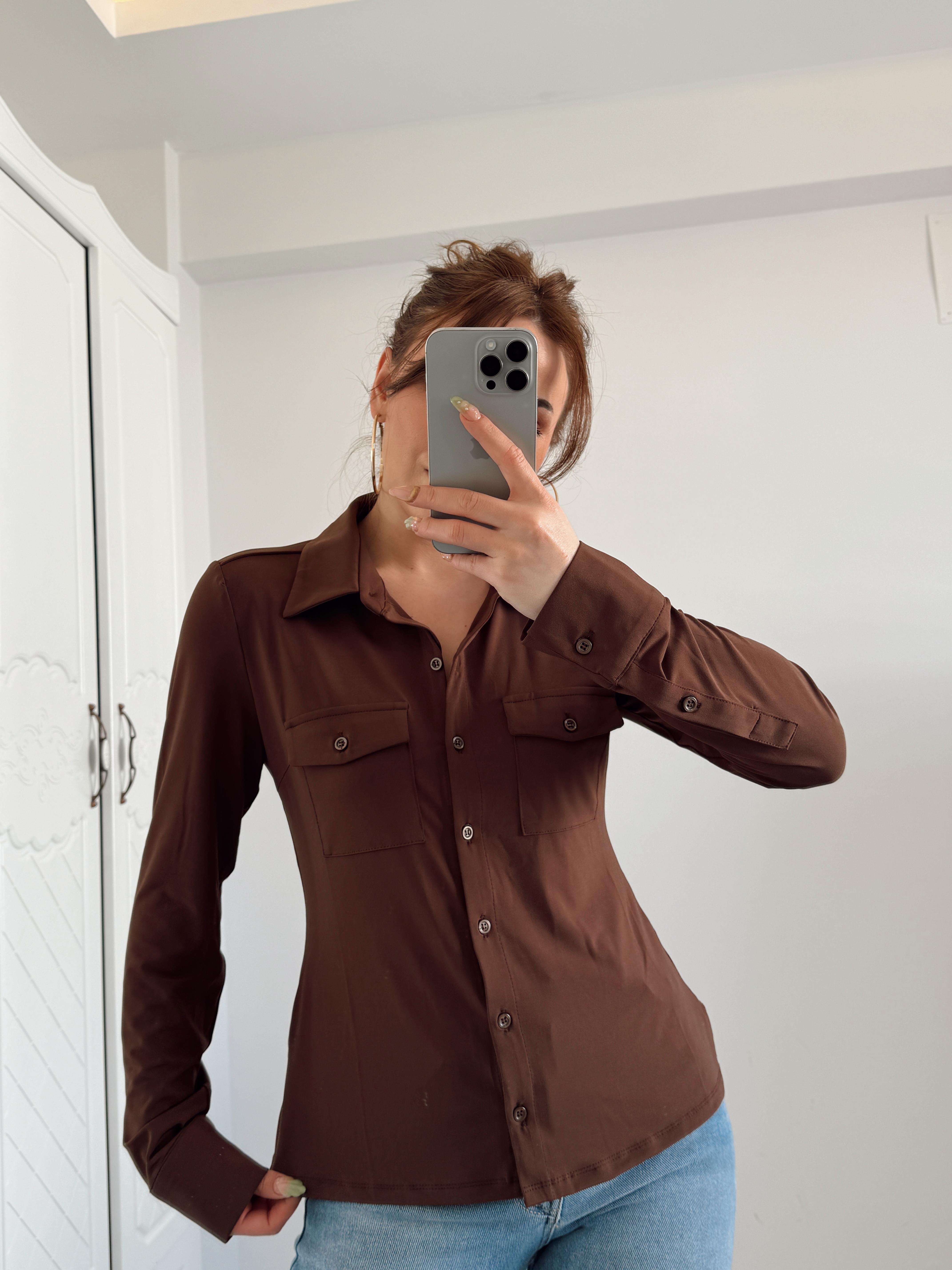 ORJİNAL MARKA LİKRALI KAHVE GÖMLEK 