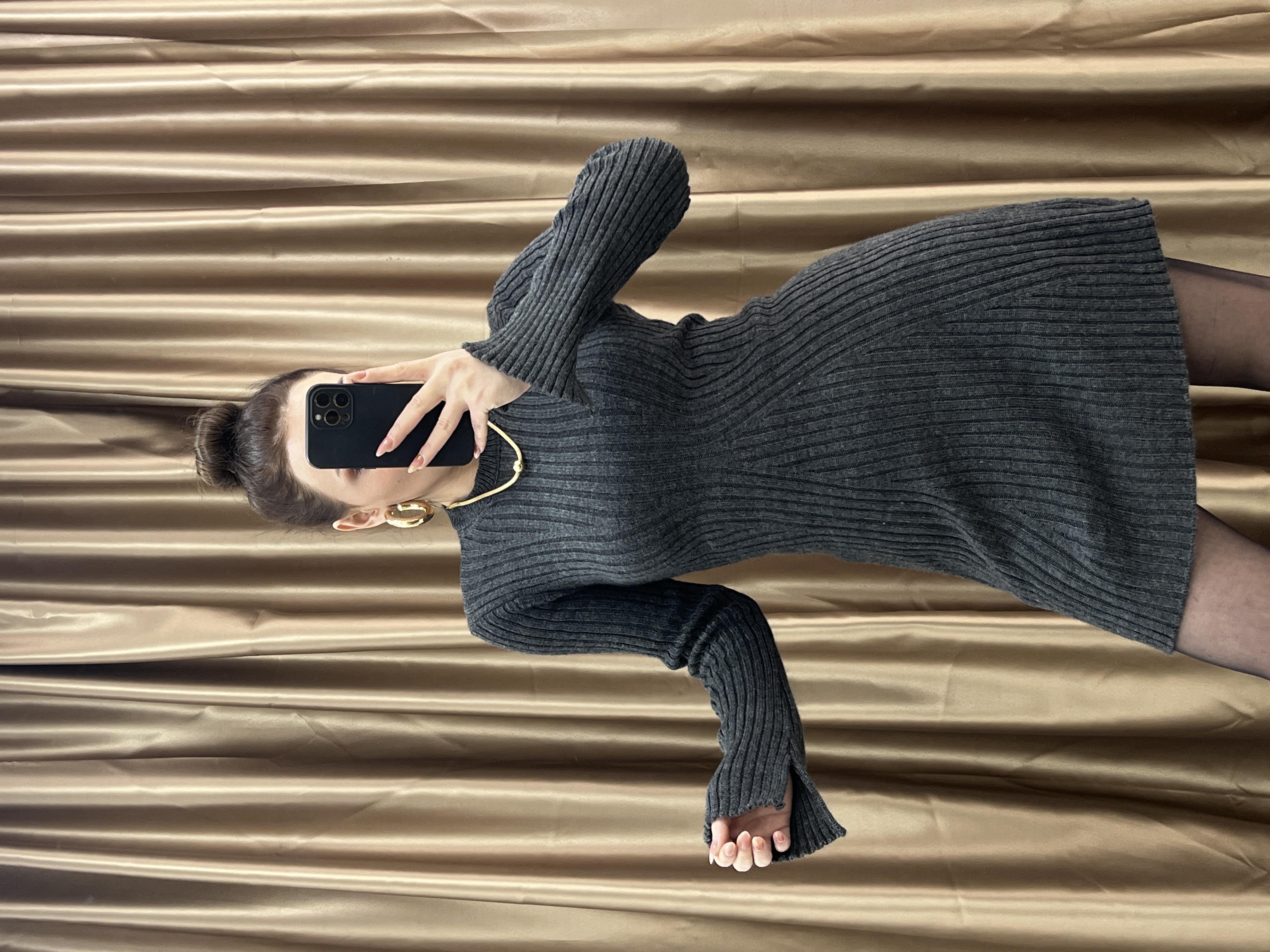 ORJİNAL MARKA MUADİLİ TRİKO ELBİSE ANTRASİT FÜME 